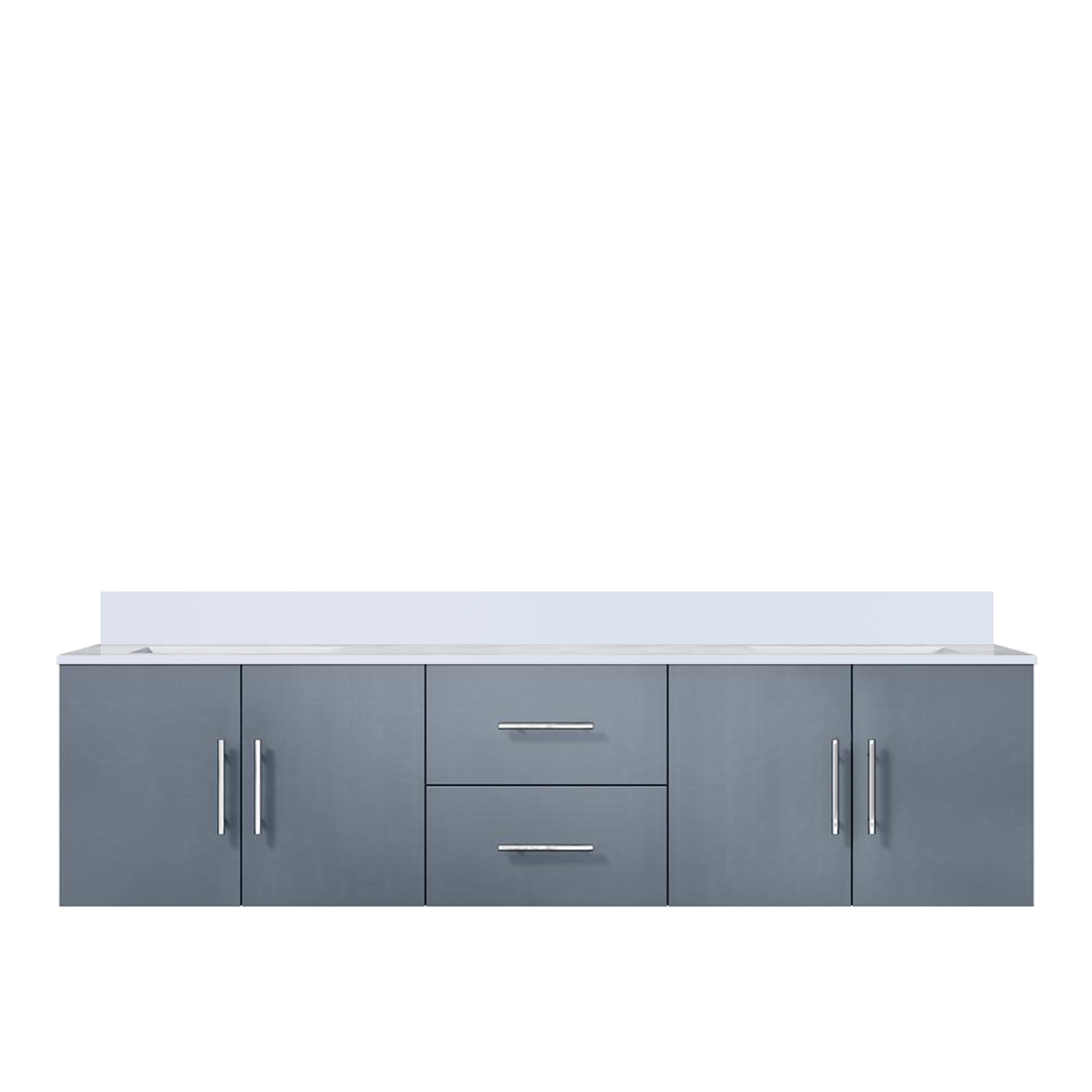 Lexora LVG72DB200 Geneva 72-in Dark Grey Undermount Double sink Floating Bathroom Vanity with White Quartz Top