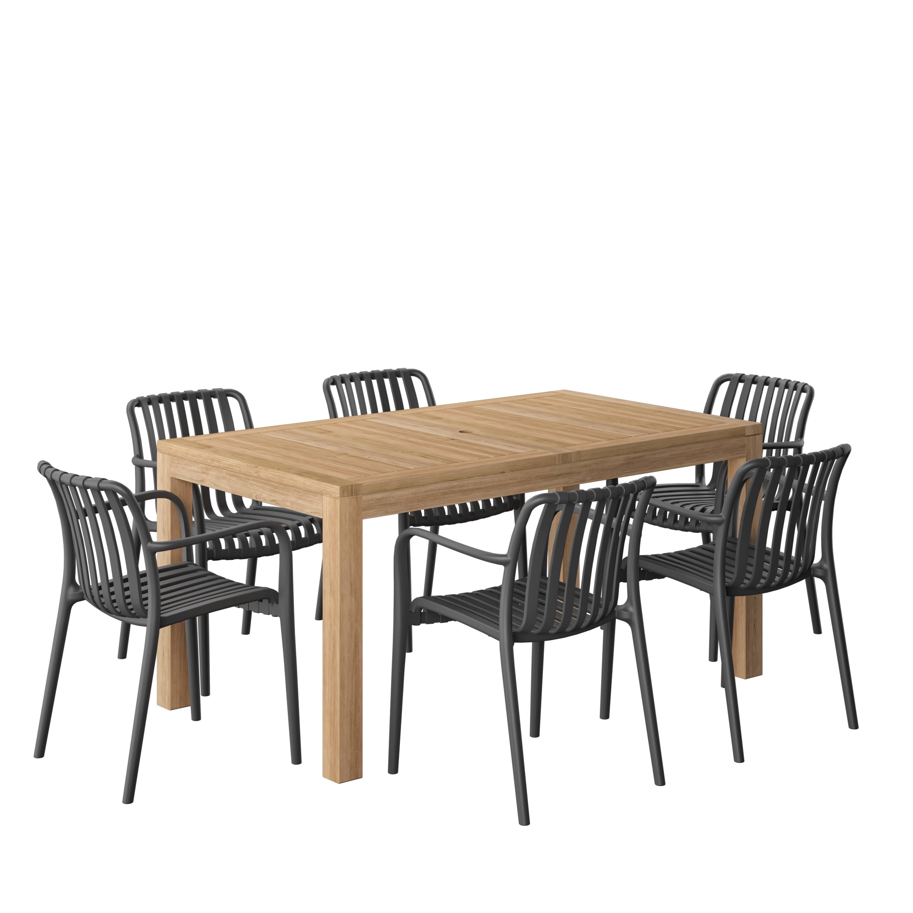 Amazonia RIN-6-CURA-BK Urban Elements Hokkaido Patio Dining Set for 6 – Perfect for Family and Friends - Modern and Stylish Dining Table with Chairs