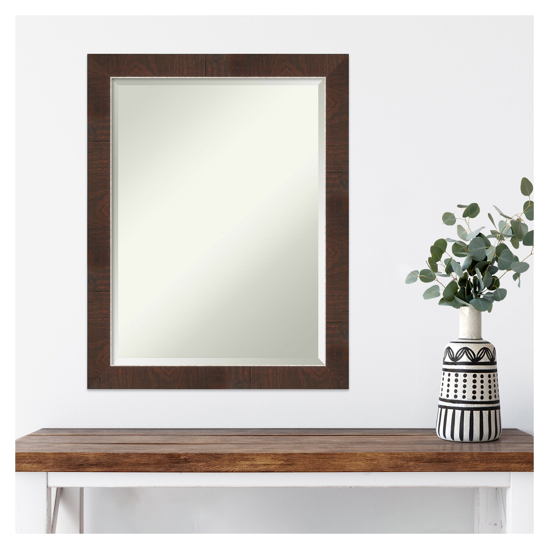Wildwood Brown and Silver Wood Framed Rectangular Wall Mirror