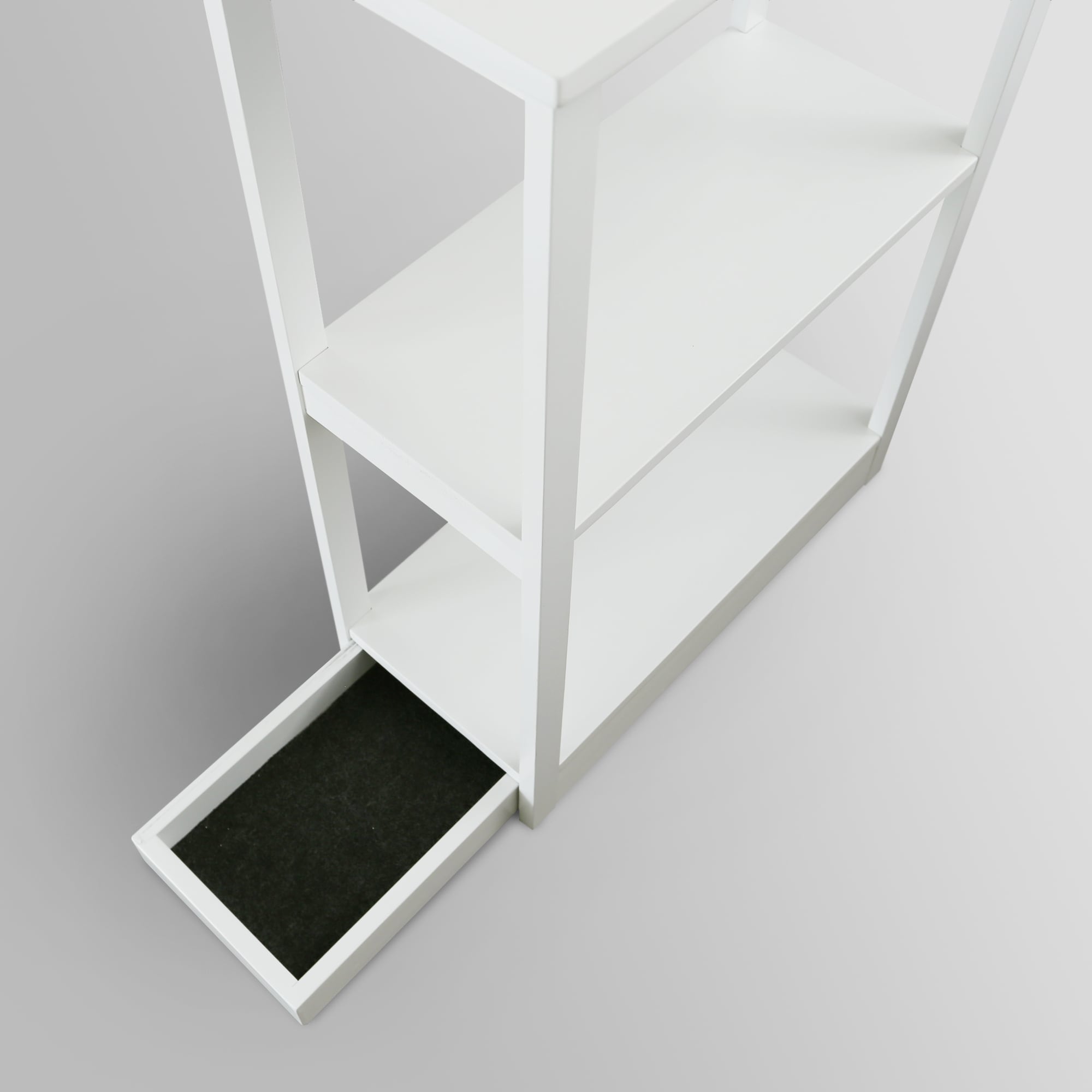 Adams White Solid Pine 3-Shelf Bookcase with Concealed Drawer
