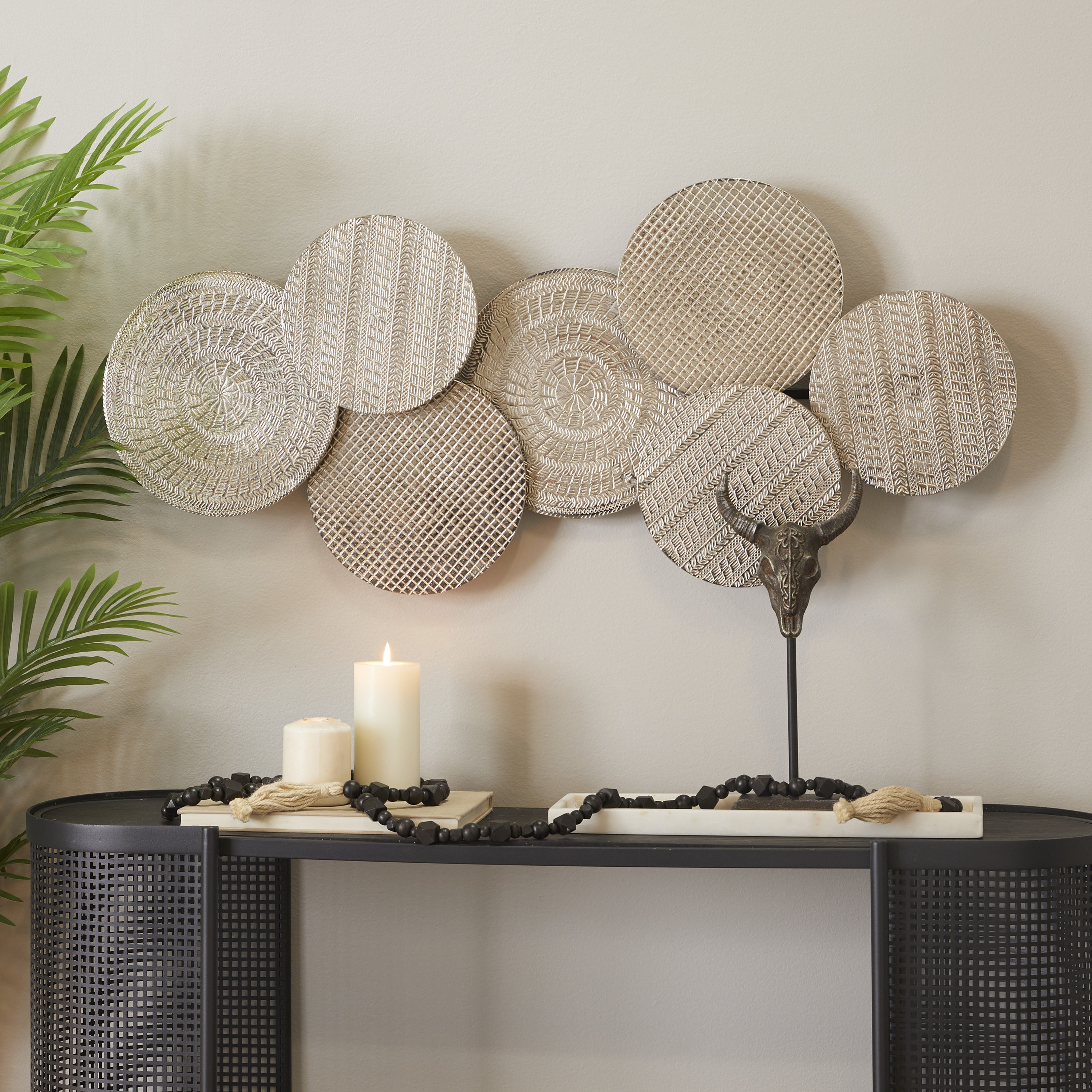 Grayson Lane 73911 42-Inches W x 19-Inches H Aluminum Plate Textured Abstract Wall sculpture