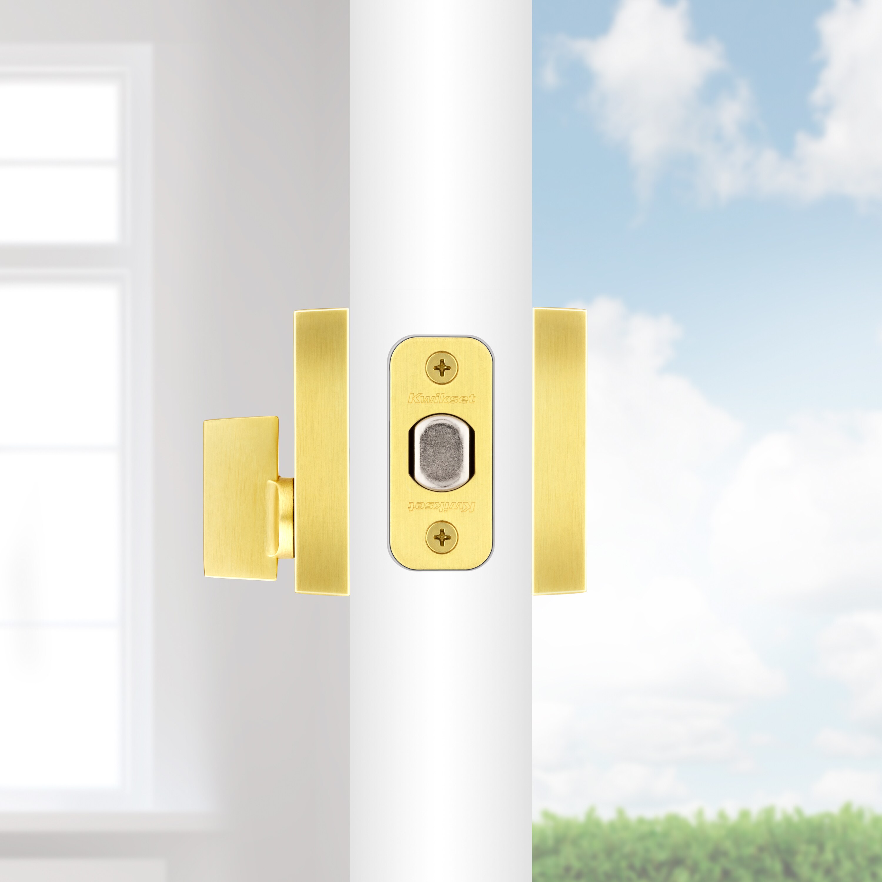 Satin Brass Square Single Cylinder Deadbolt Lock