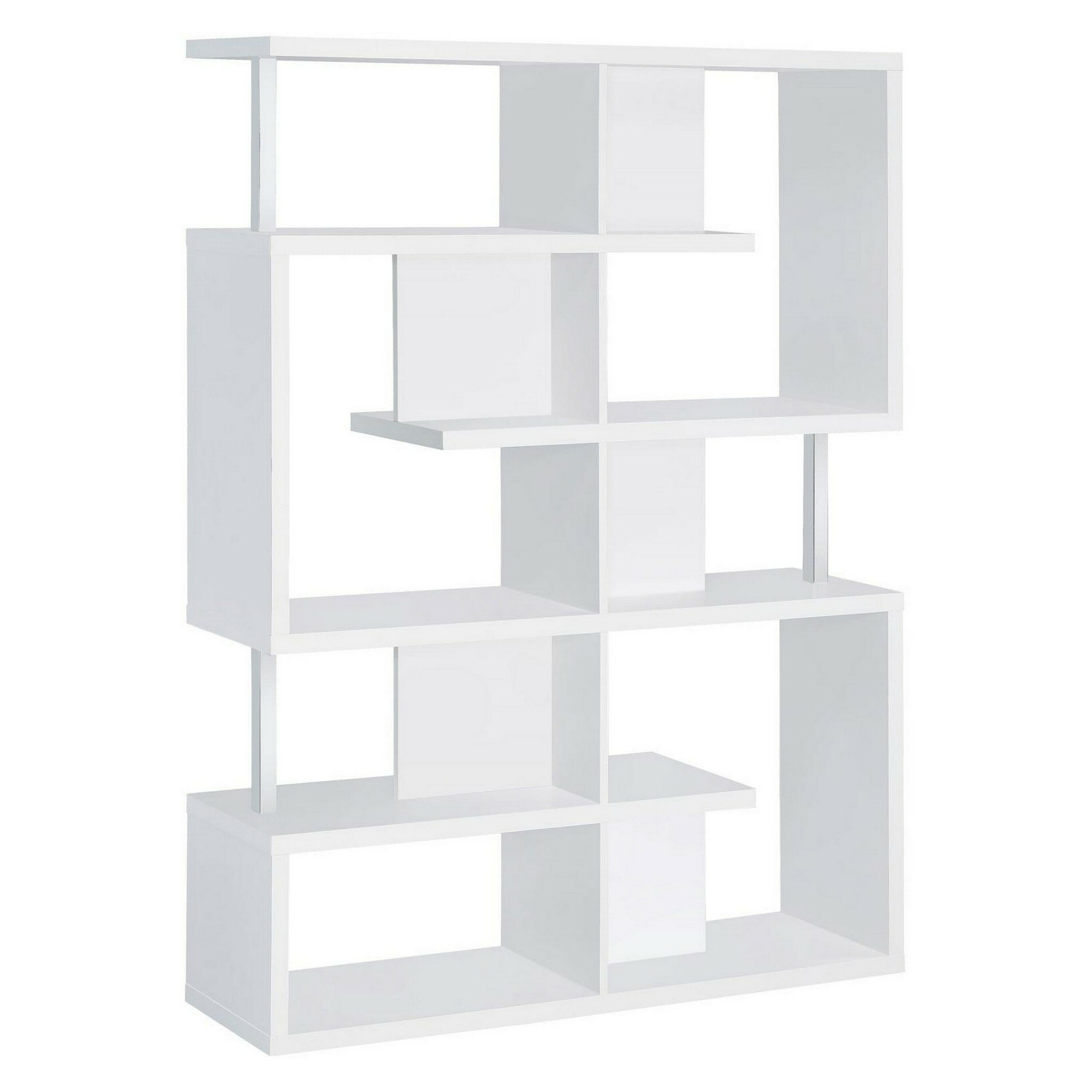 Benzara BM156246 White Wood 4 -Shelf Bookcase ( 47.25-Inches W x 63.25-Inches H x 11.5-Inches D ) Finished