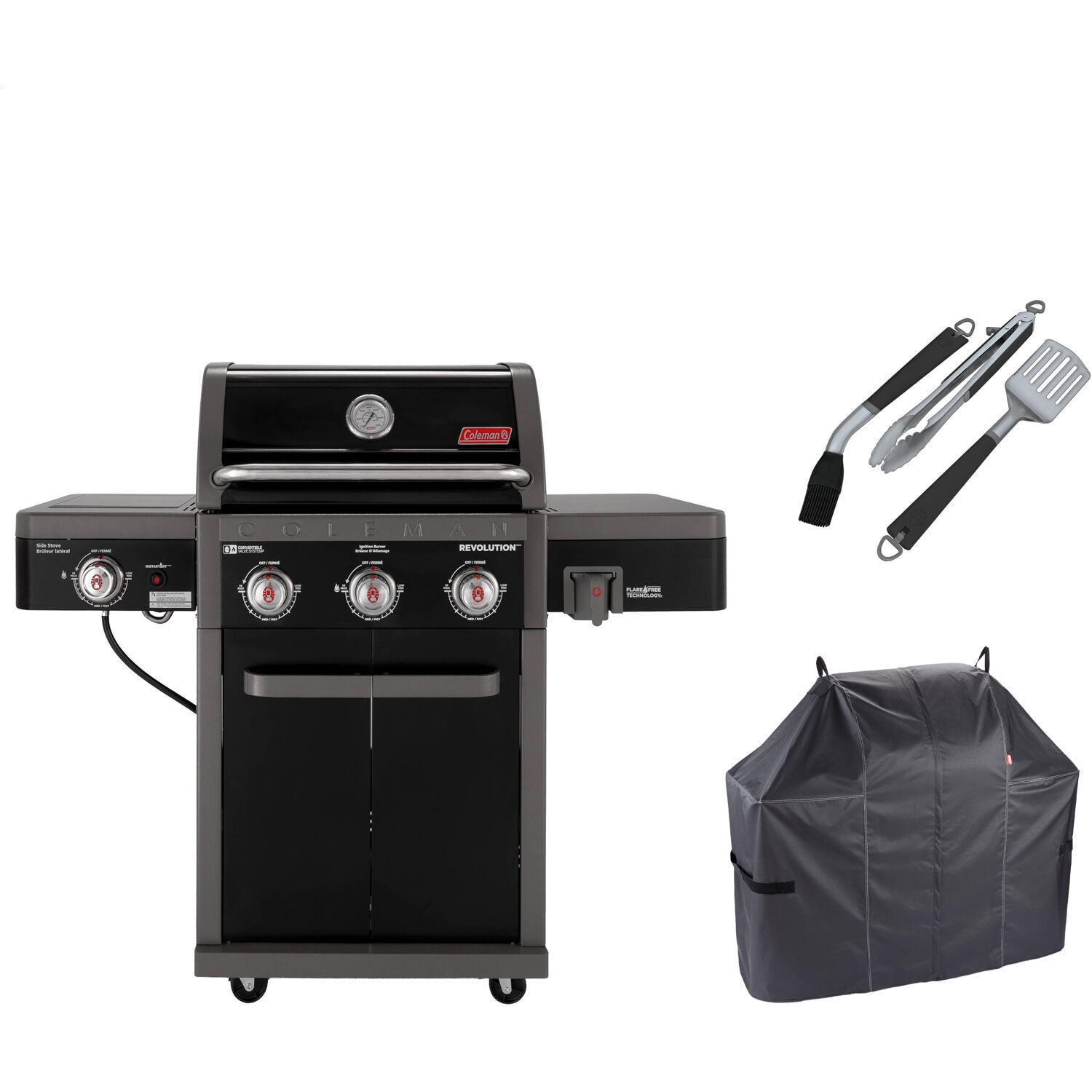 Coleman RV-301BBQ-3-KIT Grilling Kit Black 3 -Burner Liquid Propane Gas Grill