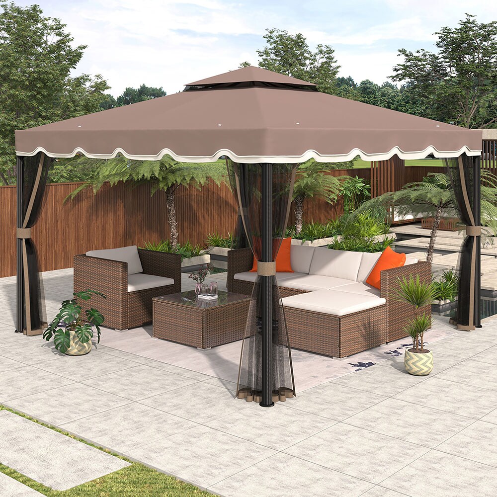 Sunrinx MG30-45-HW 9.8-ft x 9.8-ft Brown with Hardtop Roof