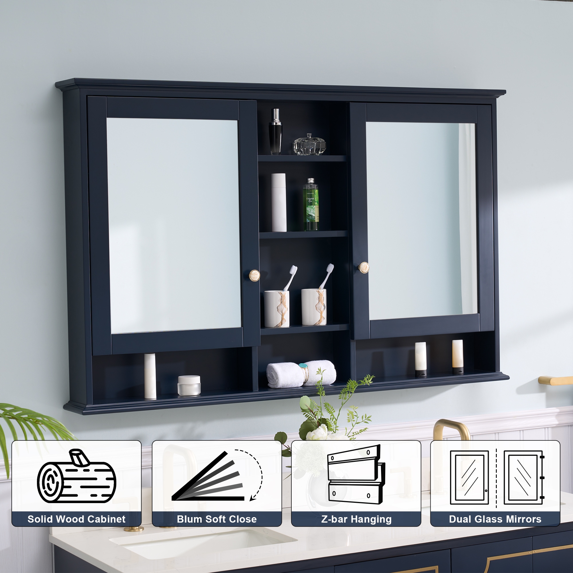 WELLFOR MED55YS1NB Bathroom-Medicine-Cabinets - View #3
