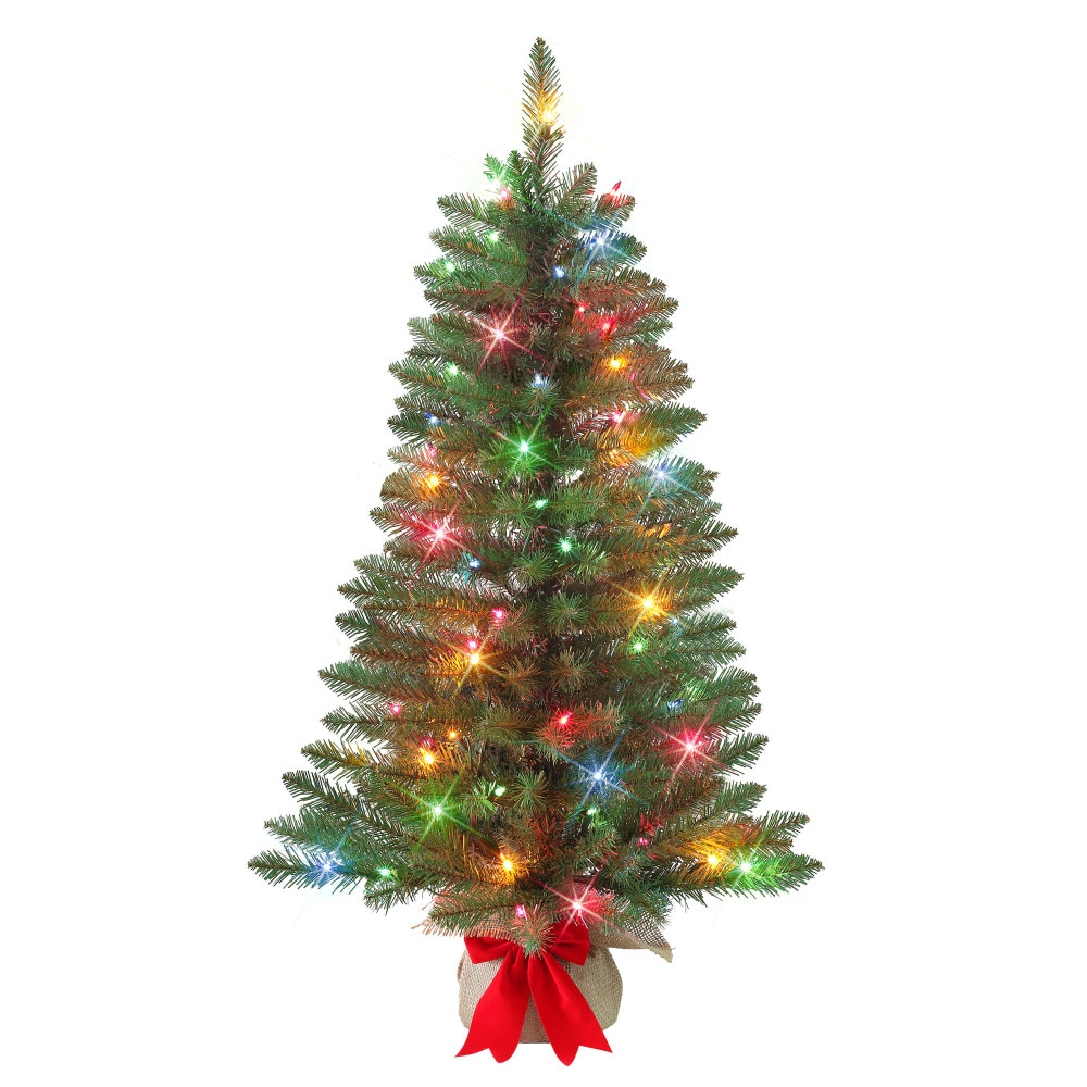 Puleo International FFSLA-ST30M07 3-ft Fir Pre-lit Artificial Christmas Tree with Multicolor Incandescent Lights