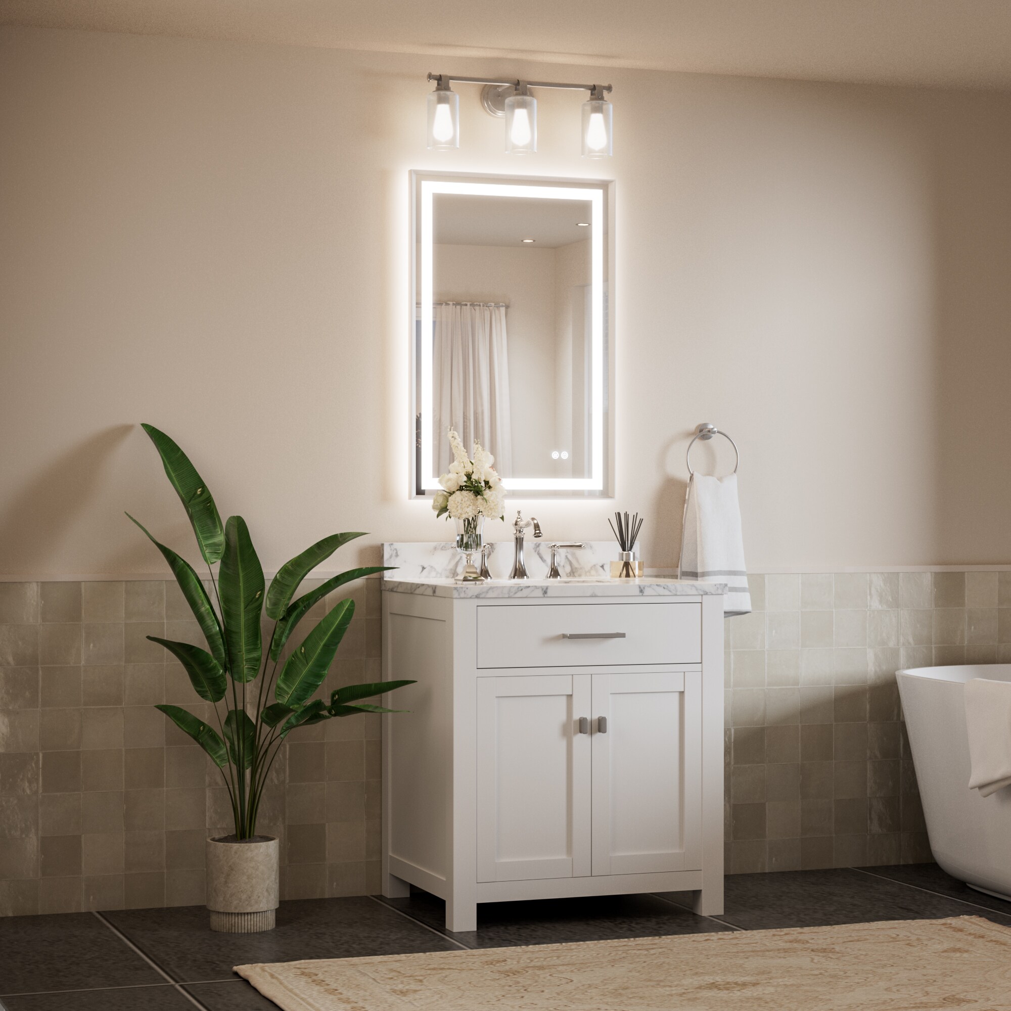 Keonjinn LW-ZBGSSW-7191SI Framed-Bath-Mirrors - View #2