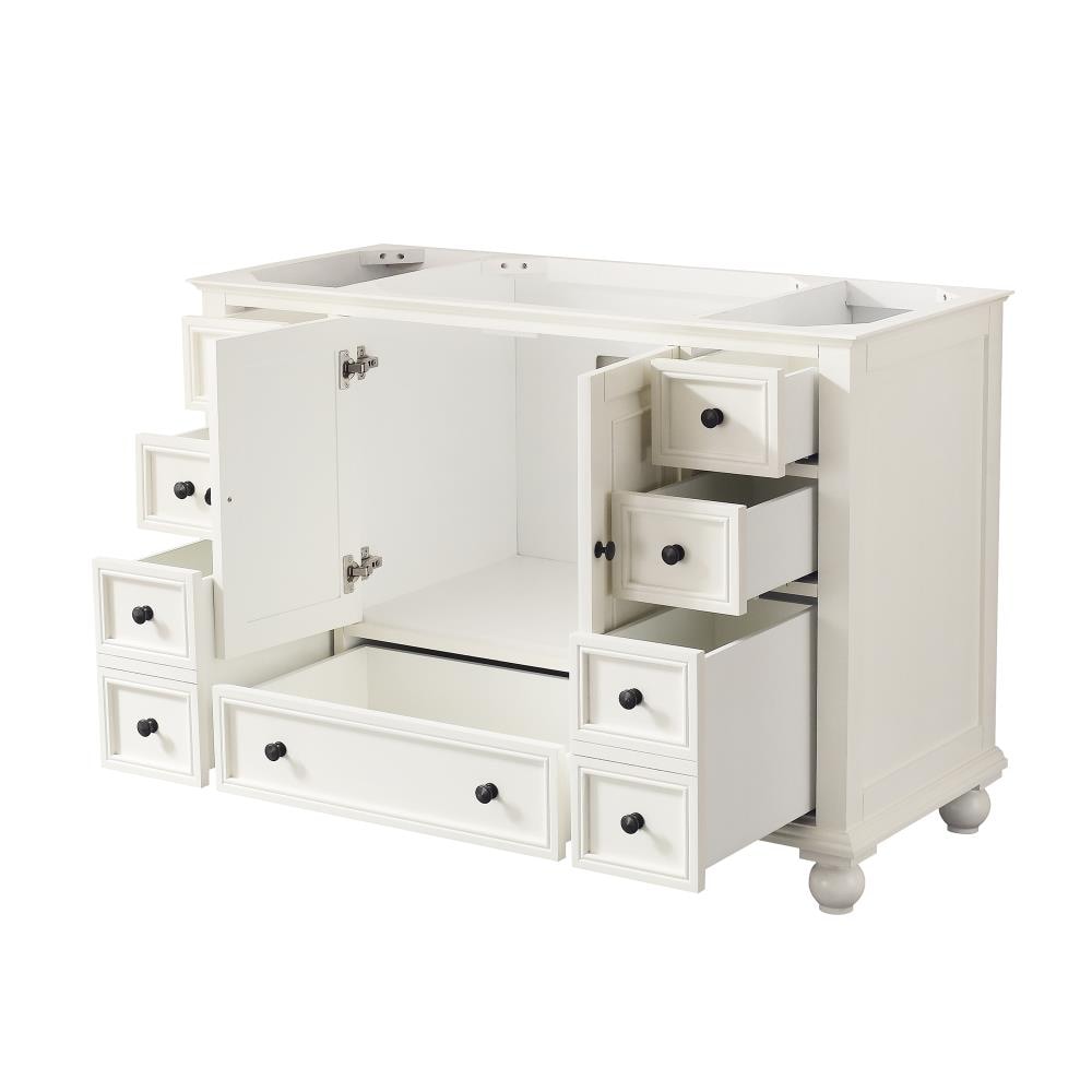 French White 48" Solid Wood Single Bathroom Vanity Base