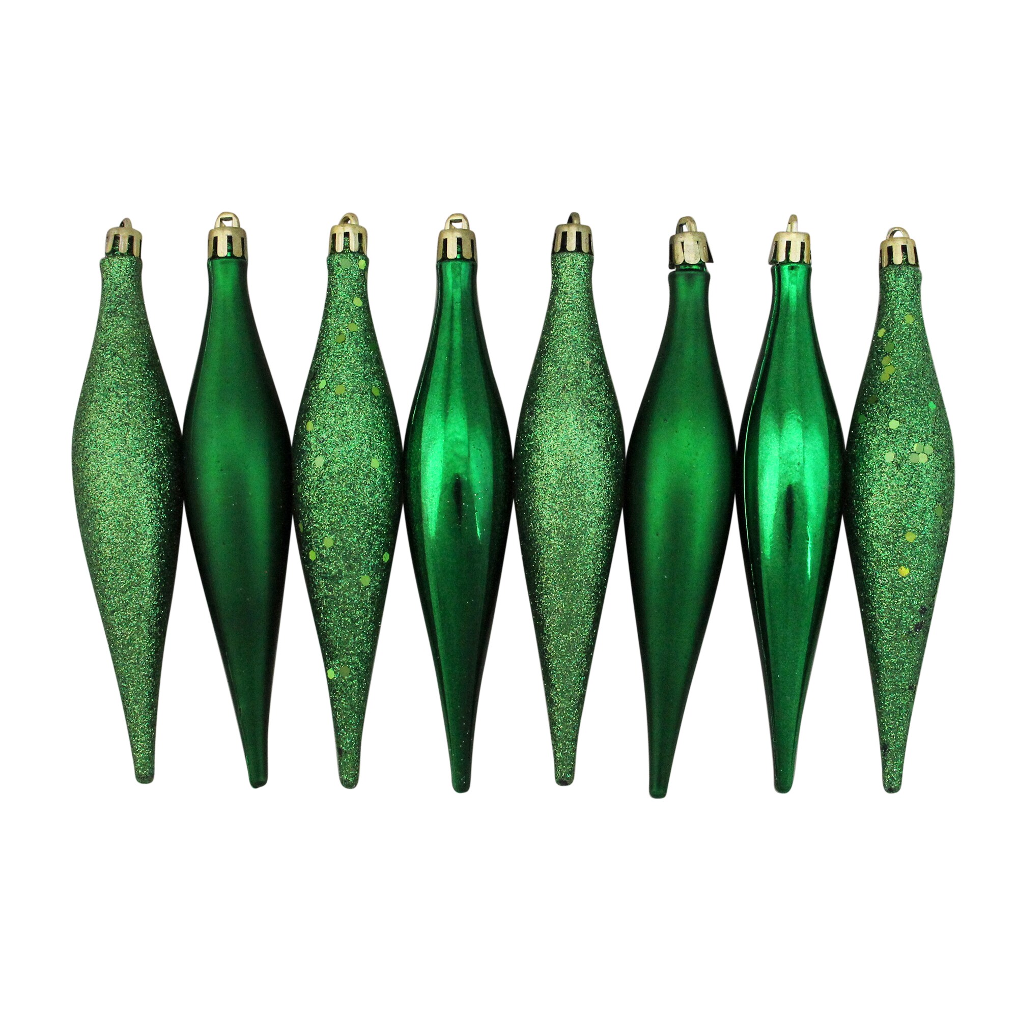 Northlight 31757027 8 -Pack Green Standard Indoor Ornament set Shatterproof