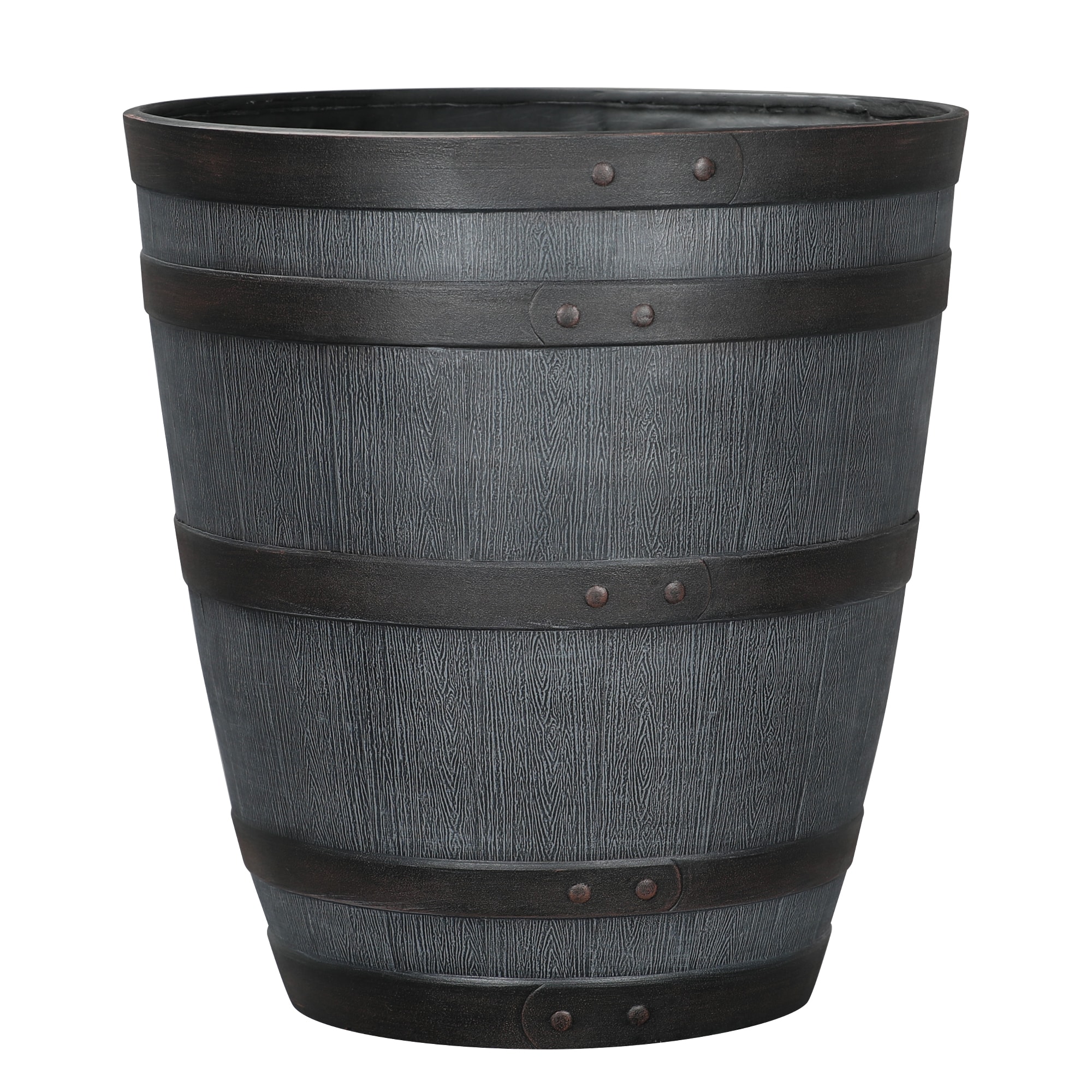 Style Selections PLHZ117TYH 16.73-in W Large Gray Resin Rustic Indoor/Outdoor Planter with Drainage Holes