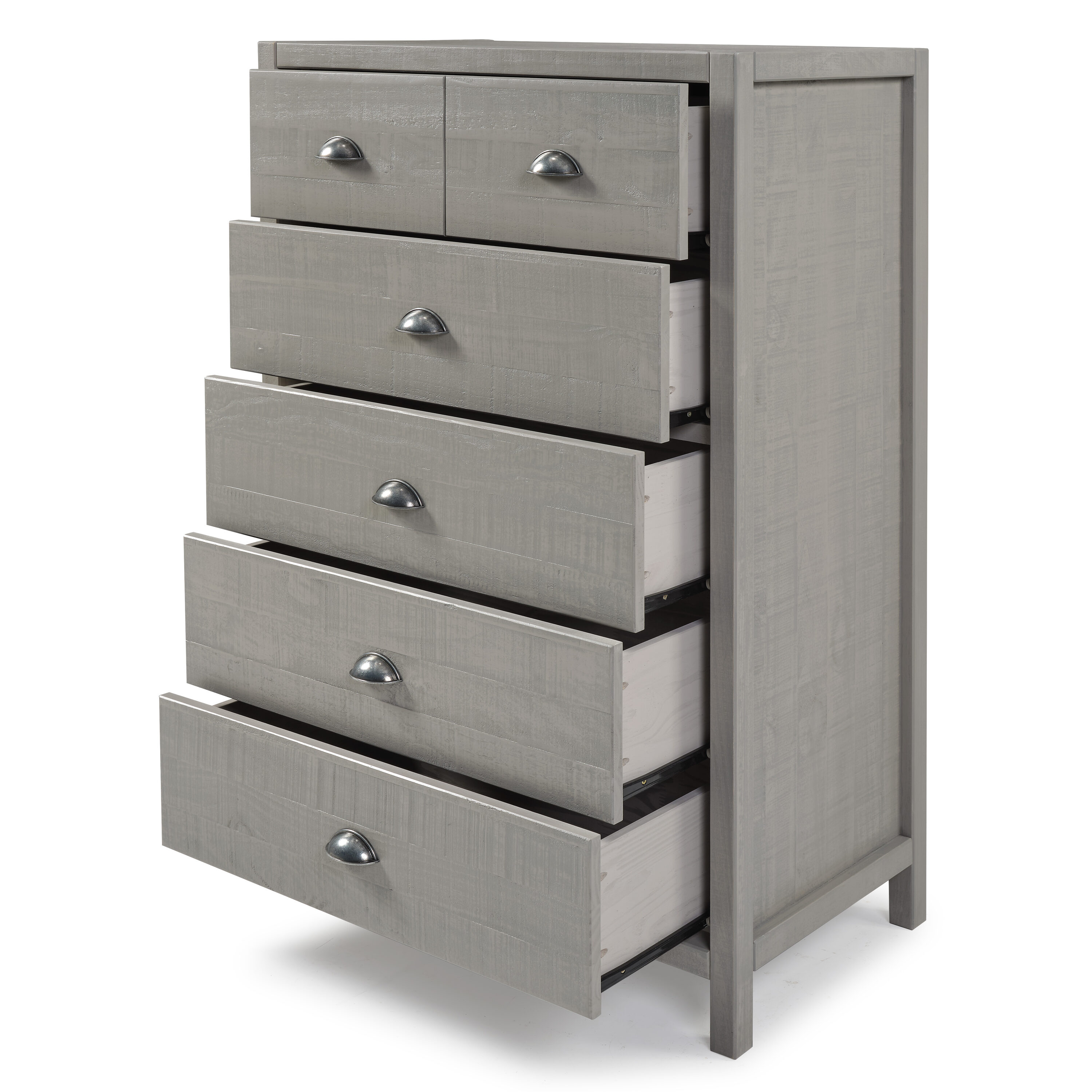 Hampton Driftwood Brown Pine Five Drawer Chest