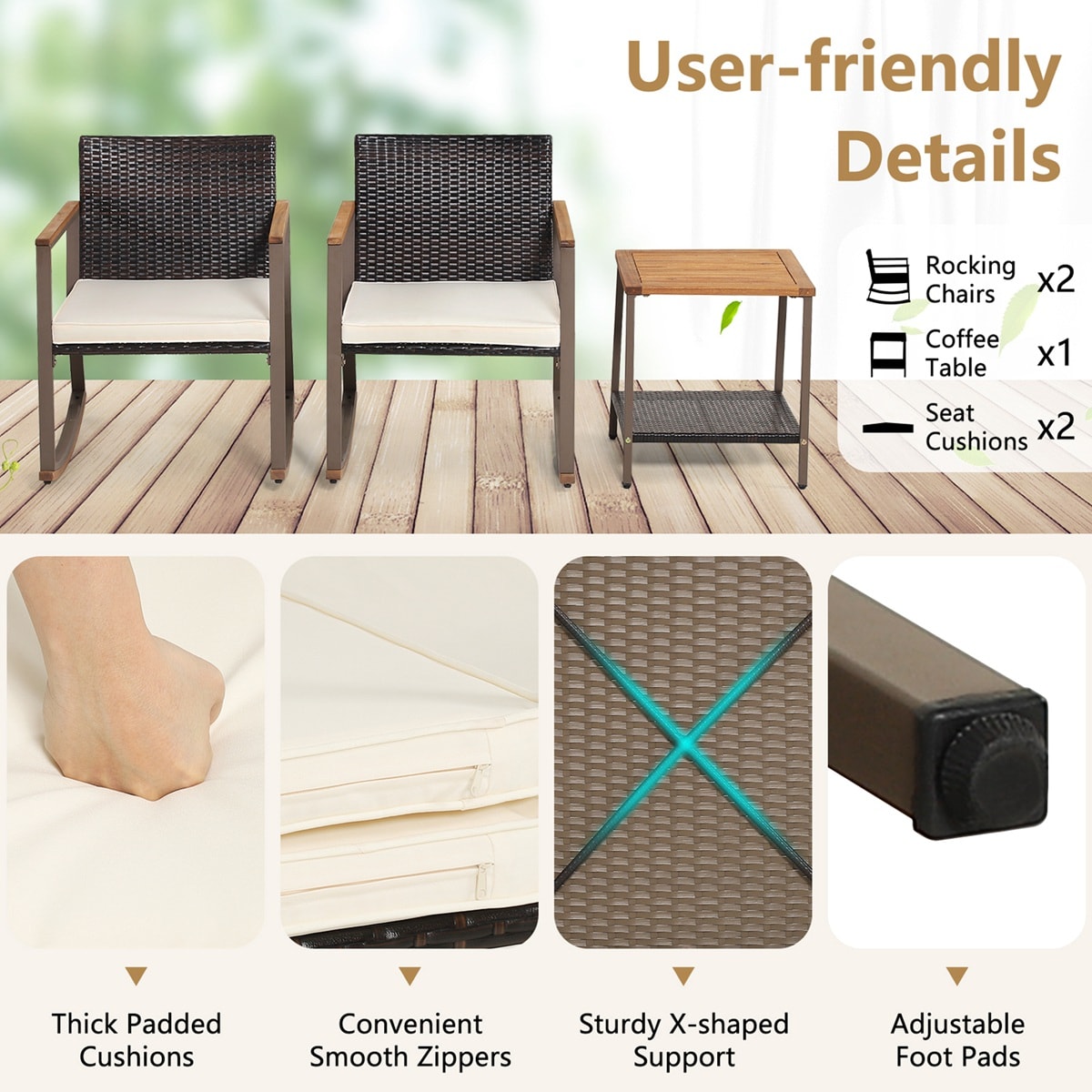 Costway HW70901WH Patio-Conversation-Sets - View #9