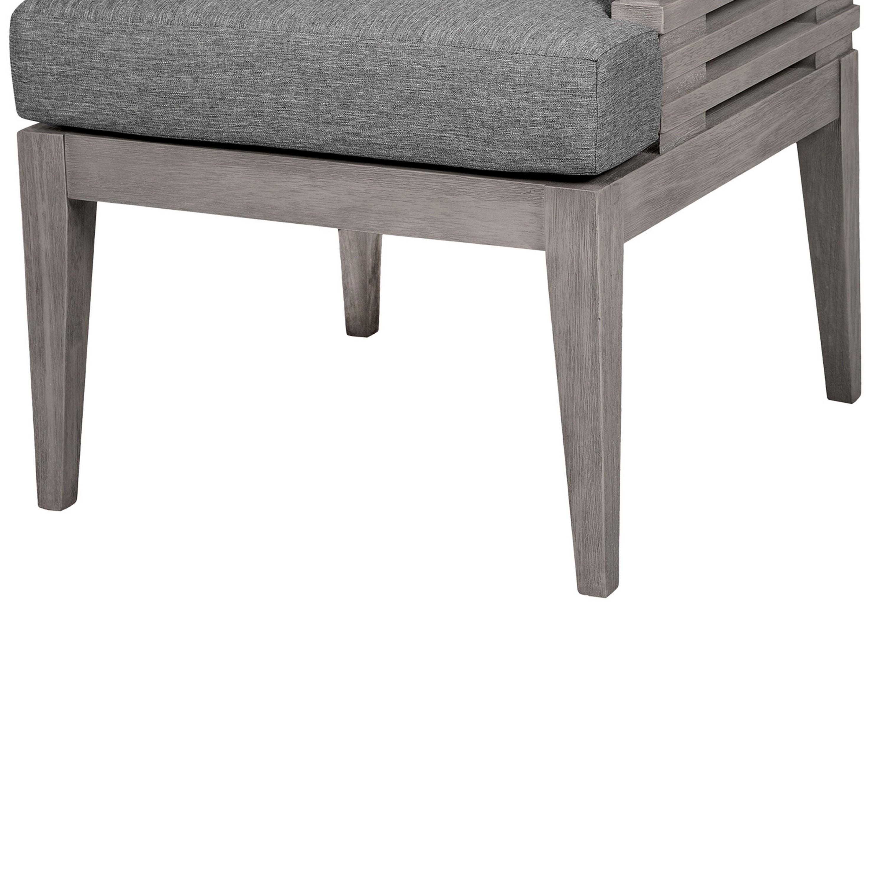 Gray Eucalyptus Wood Outdoor Dining Arm Chair with Cushions
