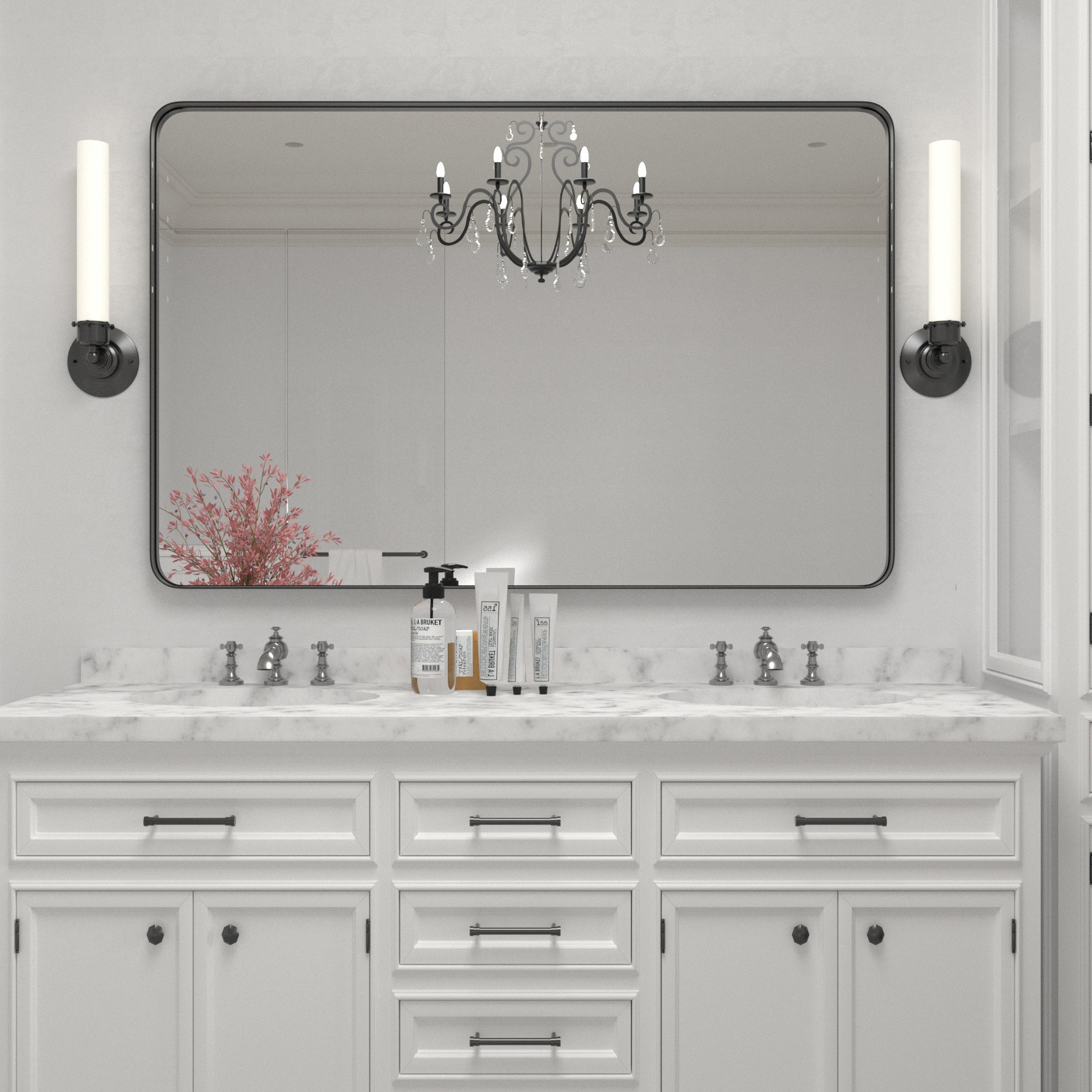 Clavie 30-in W x 40-in H Black Framed Wall Mirror in the Mirrors ...