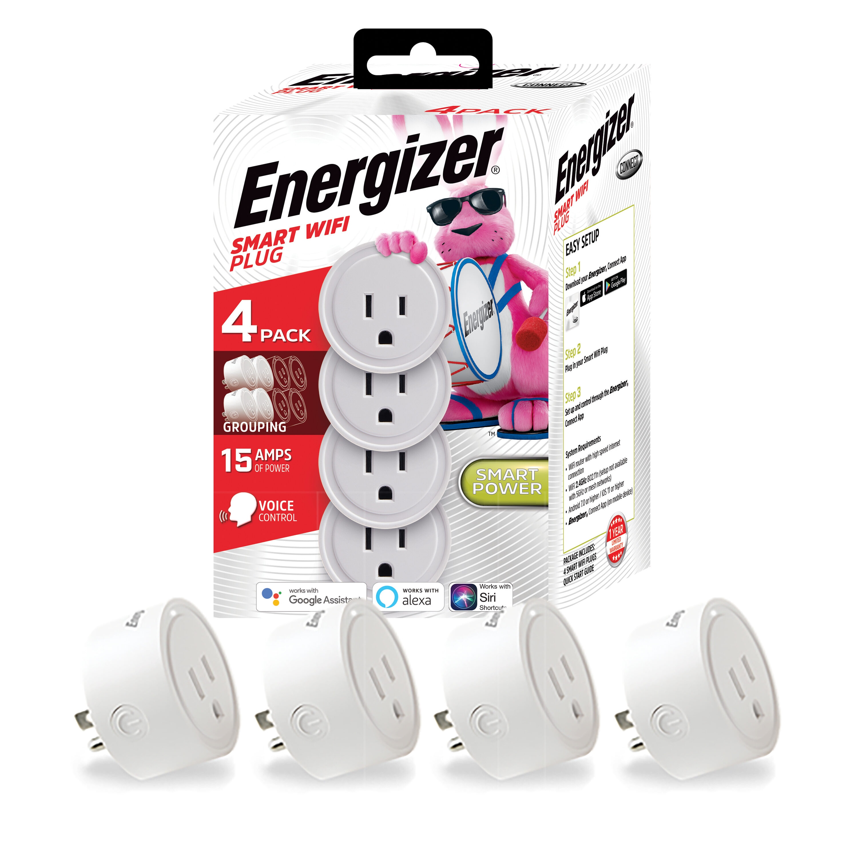 Enbrighten WiFi Micro Smart Plug - White (Pack of 4) for sale online