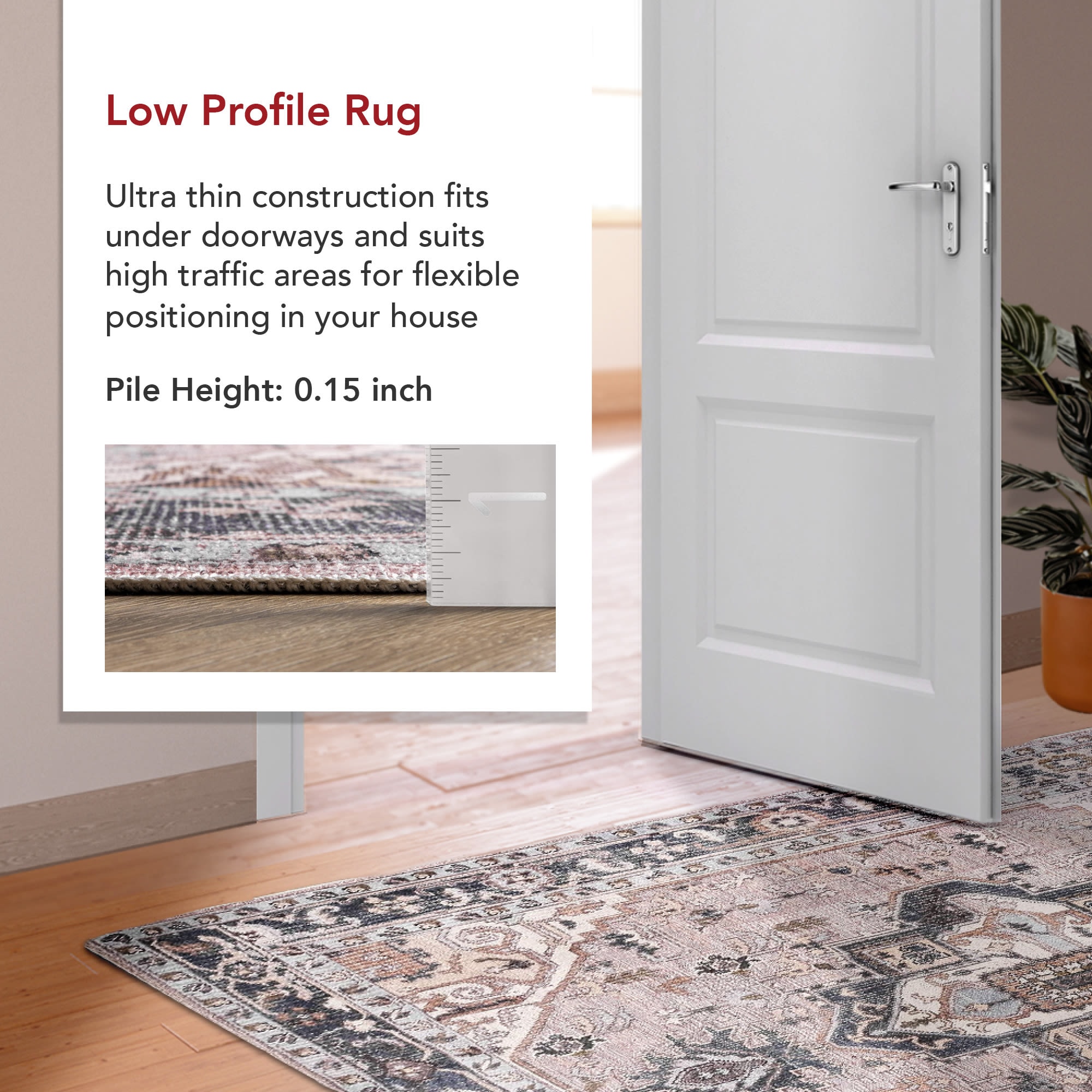 Eco-Friendly Sasha 8' x 10' Pink Medallion Washable Area Rug