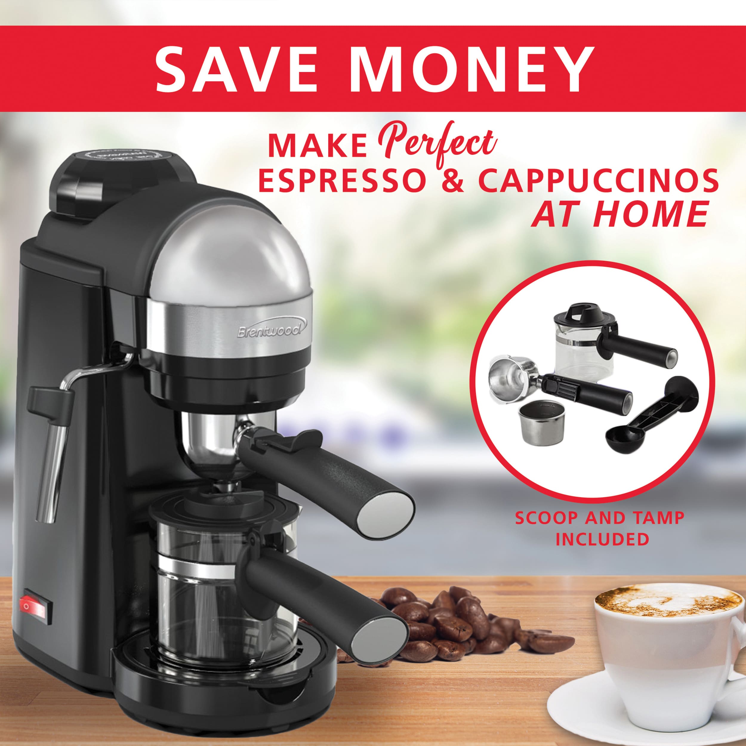 Brentwood GA-134BK Espresso and Cappuccino Maker, Black - Brentwood  Appliances