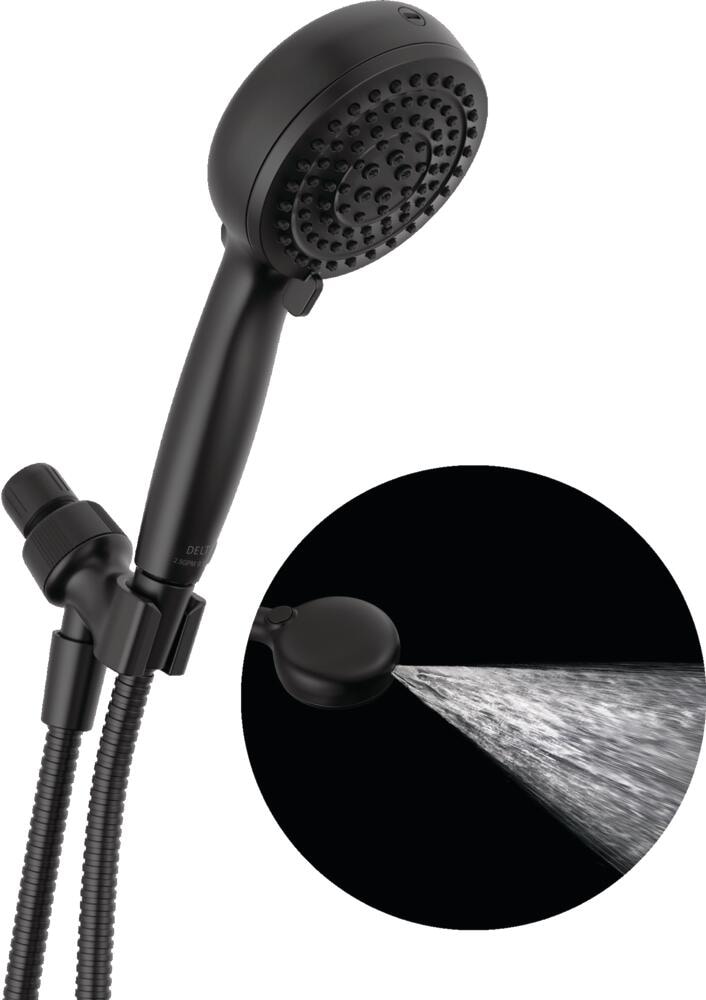 Delta 75720BL ProClean 6.0 -Spray Matte Black 4.5-in Round Handheld High Pressure Shower Head 1.75 GPM