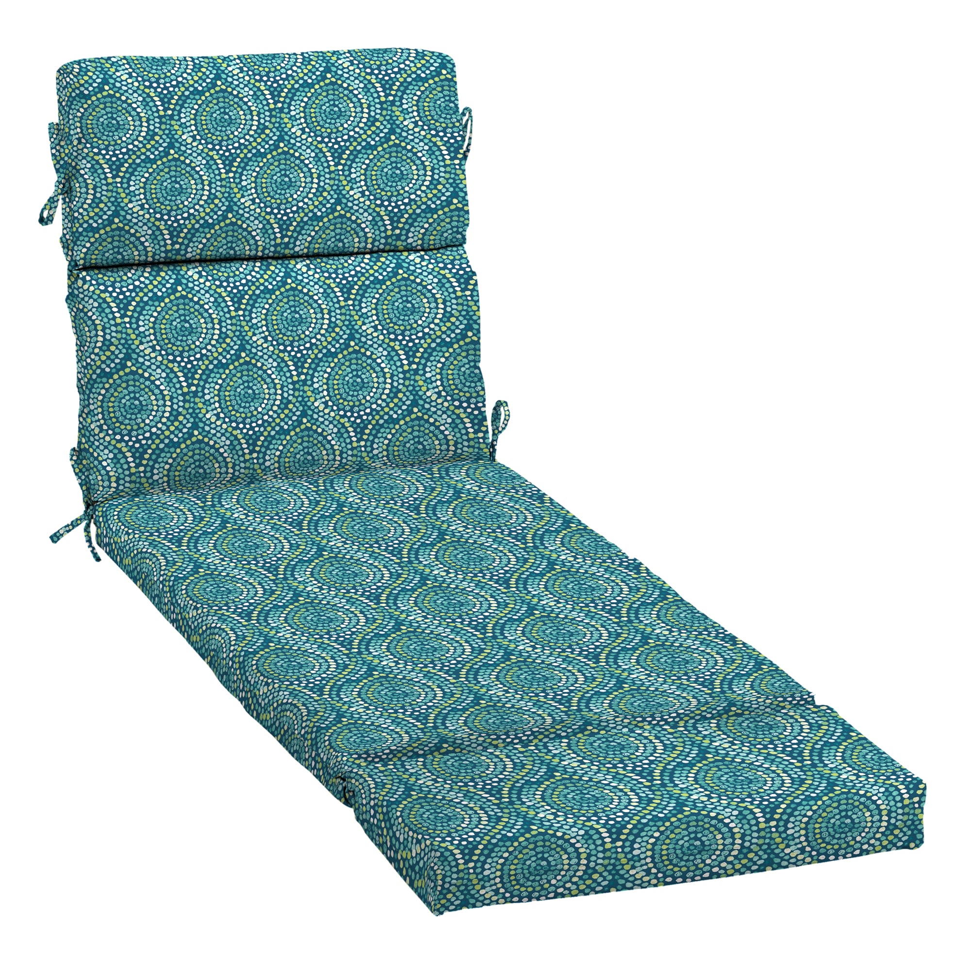 Style Selections HQ28592B-D9C1 48-in x 23-in Teal Medallion Patio chaise lounge chair cushion