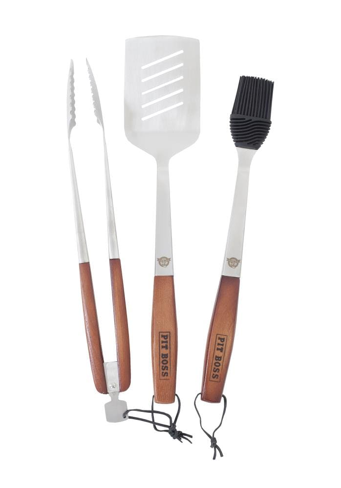 Pit Boss Wood Handle Stainless Steel Tool Set at