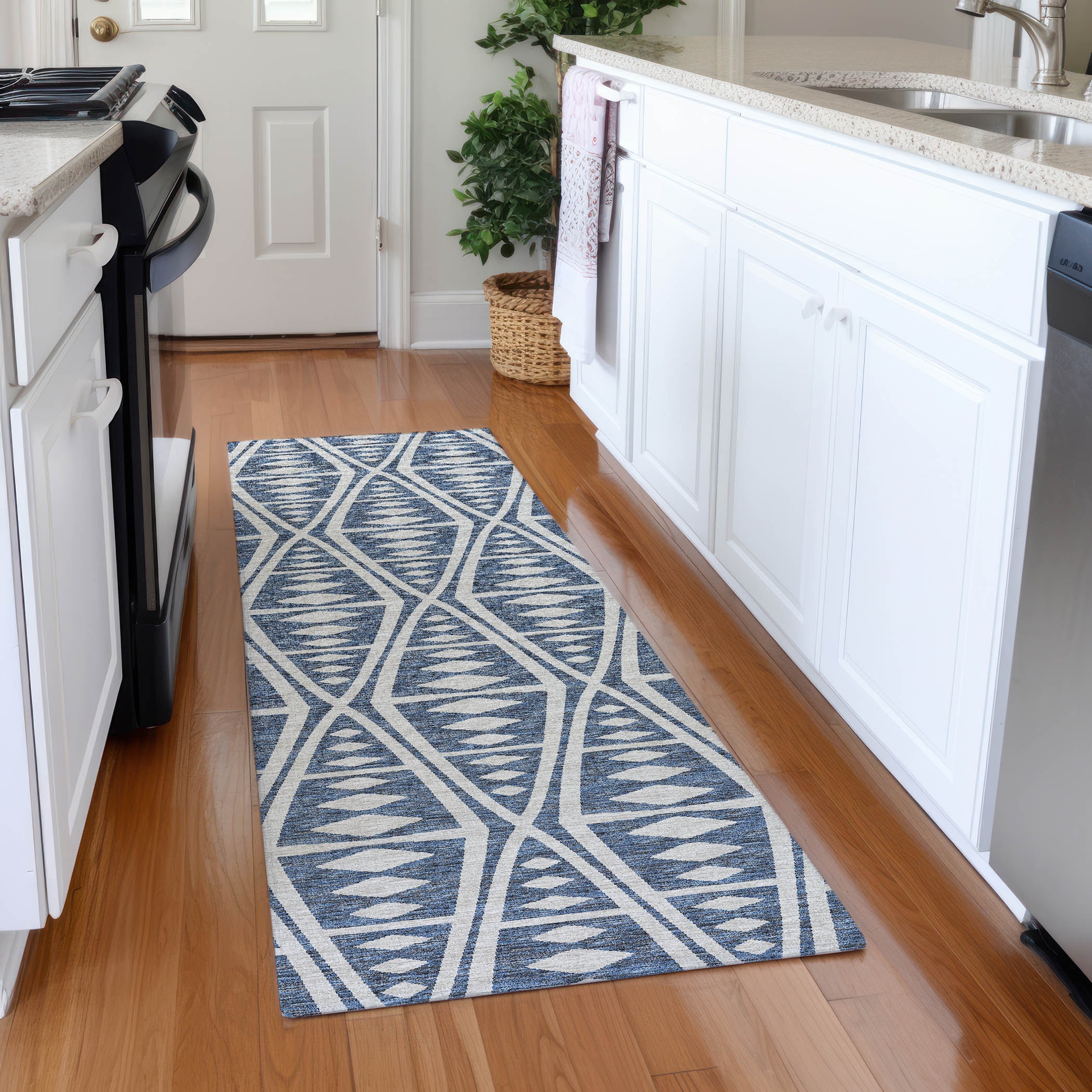 Addison Rugs AMF112BL2X8 Mayfield AMF112BL 2 x 7 (ft) Loomed Polyester Blue Rectangular Indoor Abstract Machine washable Runner rug