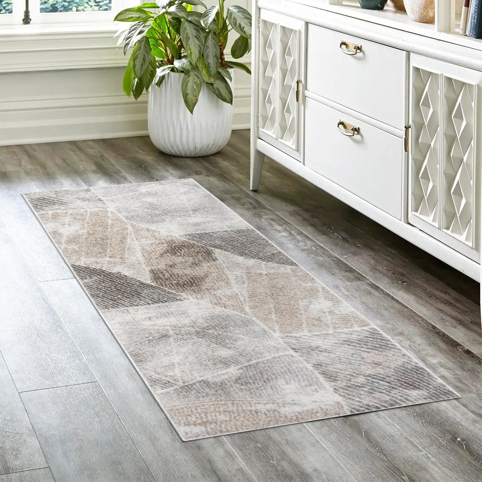 GERTMENIAN 38894 2 x 8 (ft) Loomed Gray Rectangular Indoor Abstract Pet Friendly Runner rug