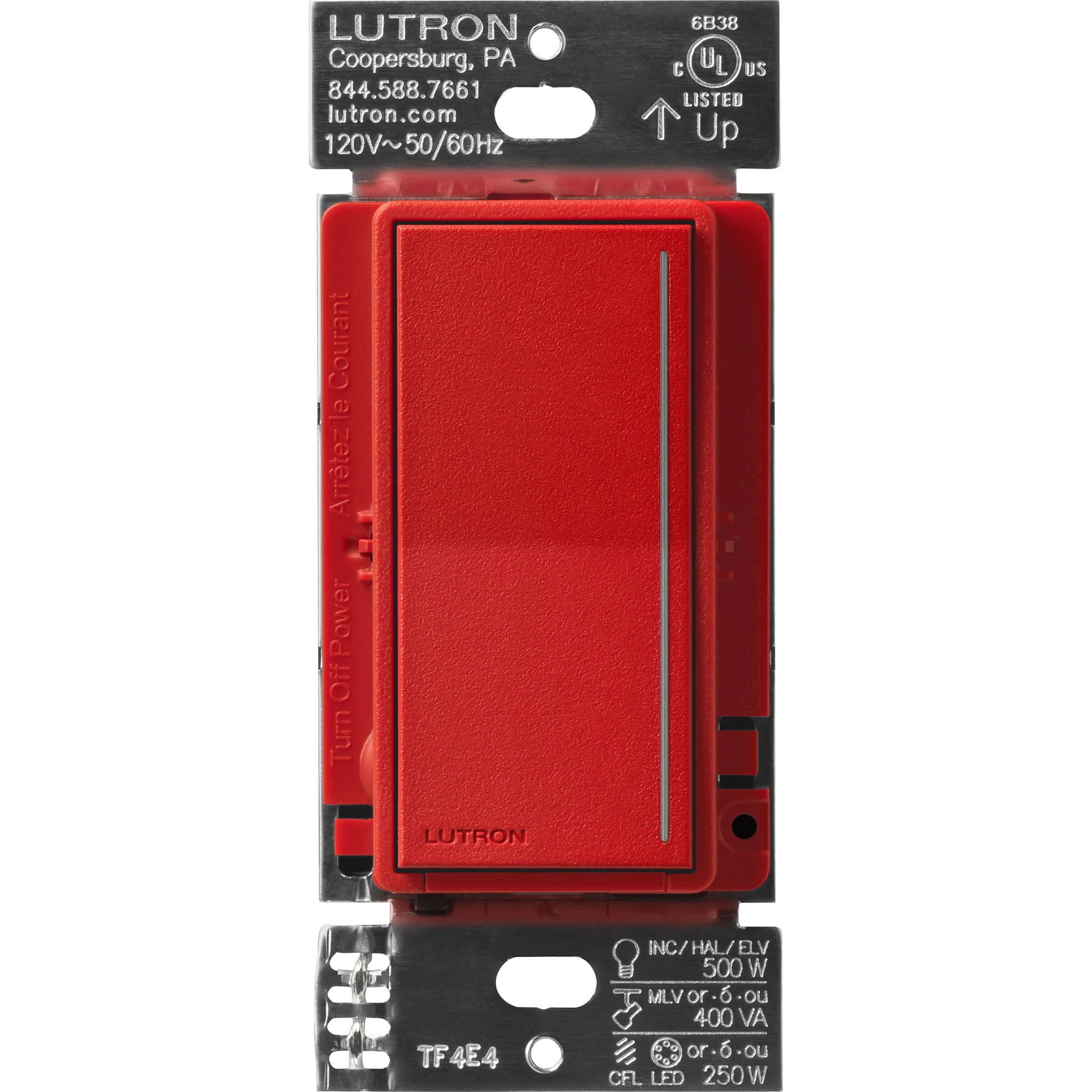 Lutron ST-PRO-N-SR Sunnata Pro LED+ Multi-Location LED Illuminated ELV Touch Master Dimmer Signal Red