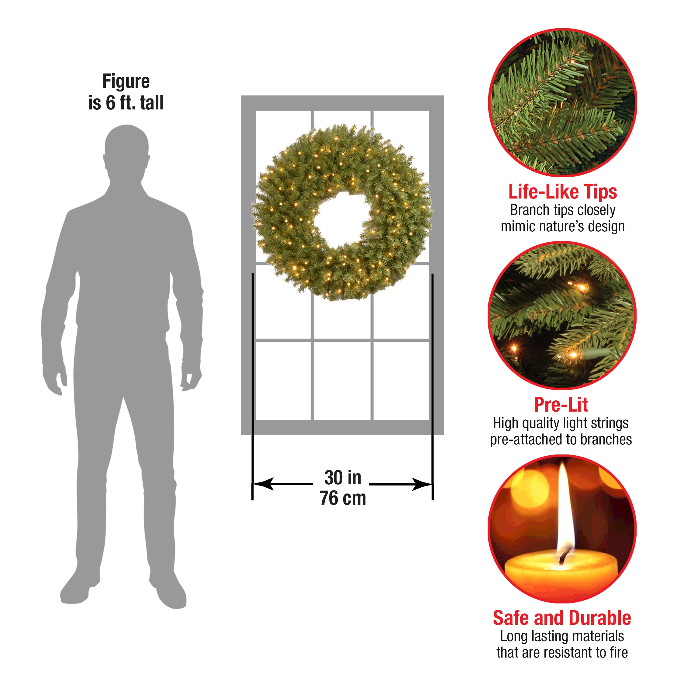 National Tree Company NF3-300T-30W-S Artificial-Christmas-Wreaths - View #7