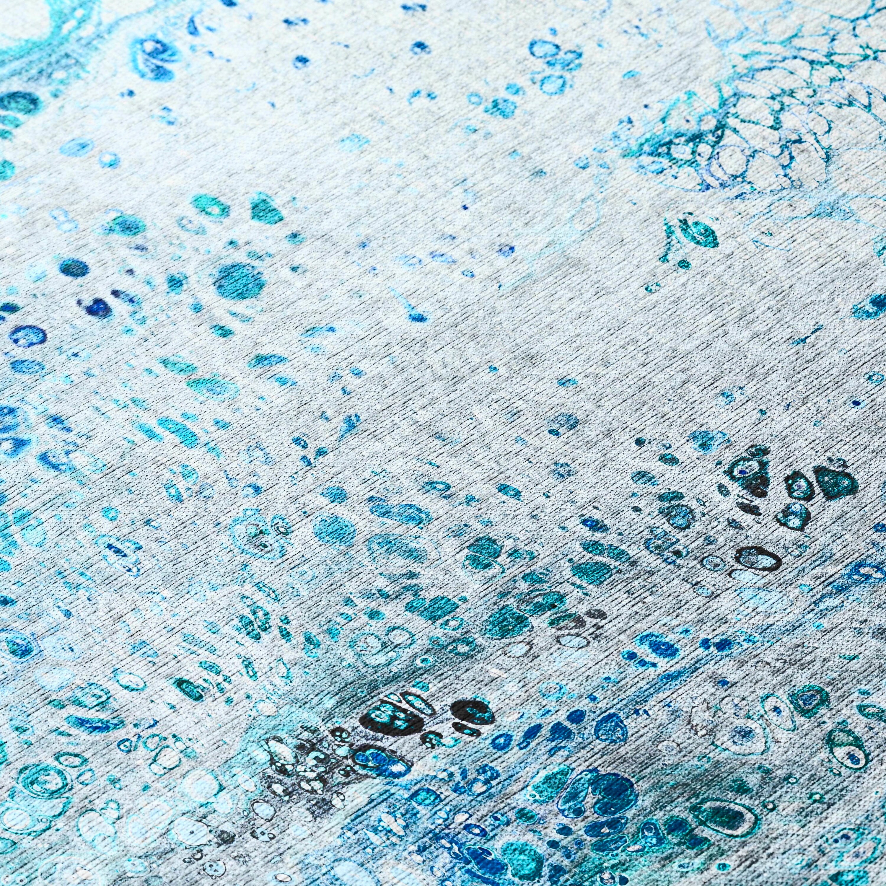 Karina Blue Abstract Chenille Non-Skid Accent Rug 1'8" x 2'6"