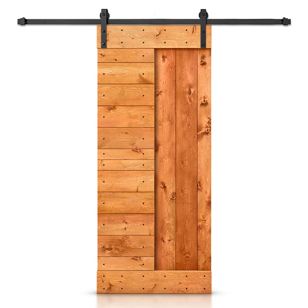 CALHOME 92-in X 84-in Colonial Maple Wood Double Barn Door, 59% OFF