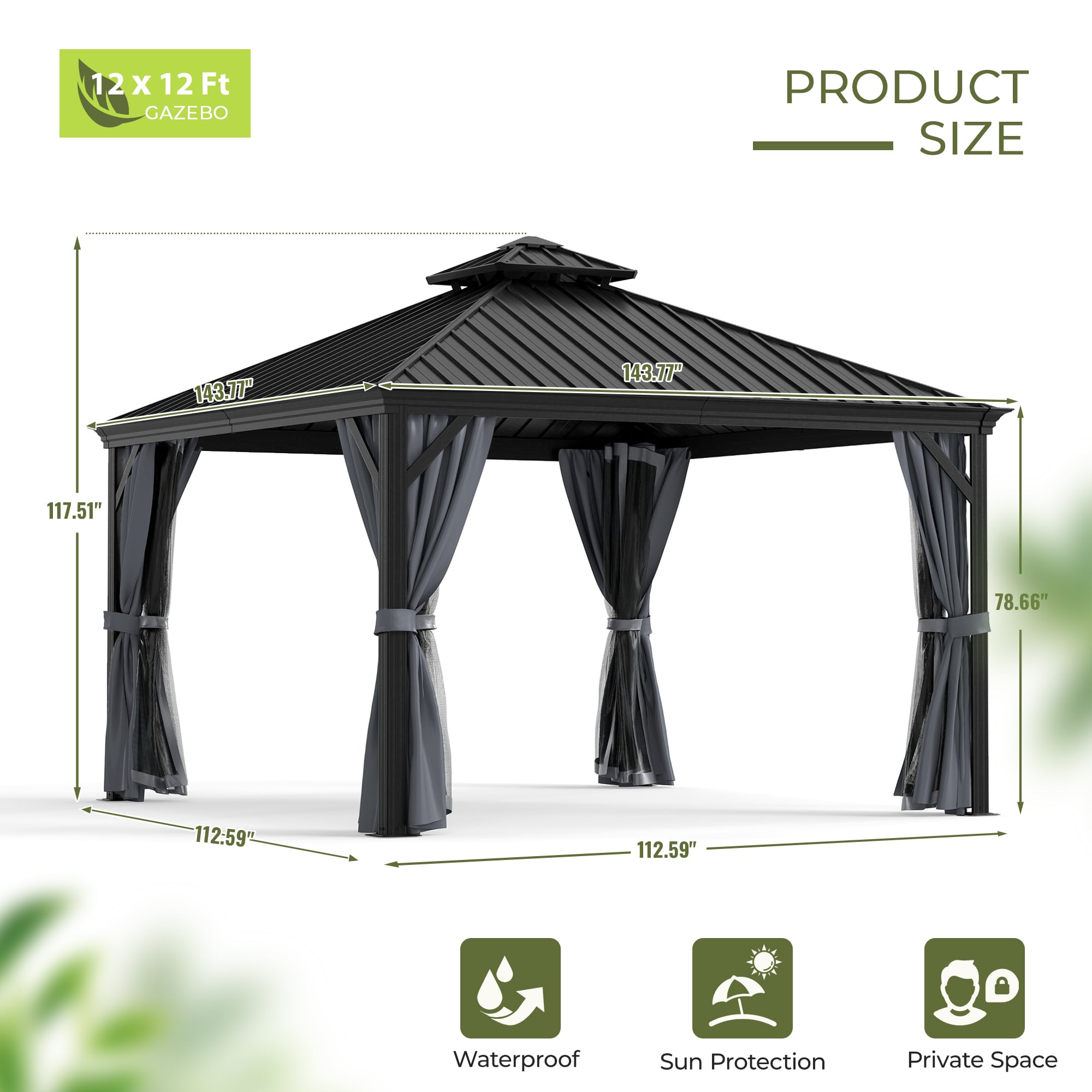  EL-ZPTPS1212-H-WL3 Wood-Resin-Gazebos - View #3