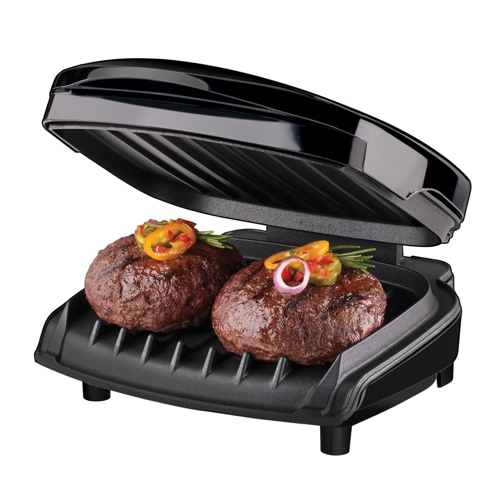 George Foreman GR10B 2-Serving Classic Plate Electric Grill, Patented  Sloped Design, Non-Stick, Power Lights