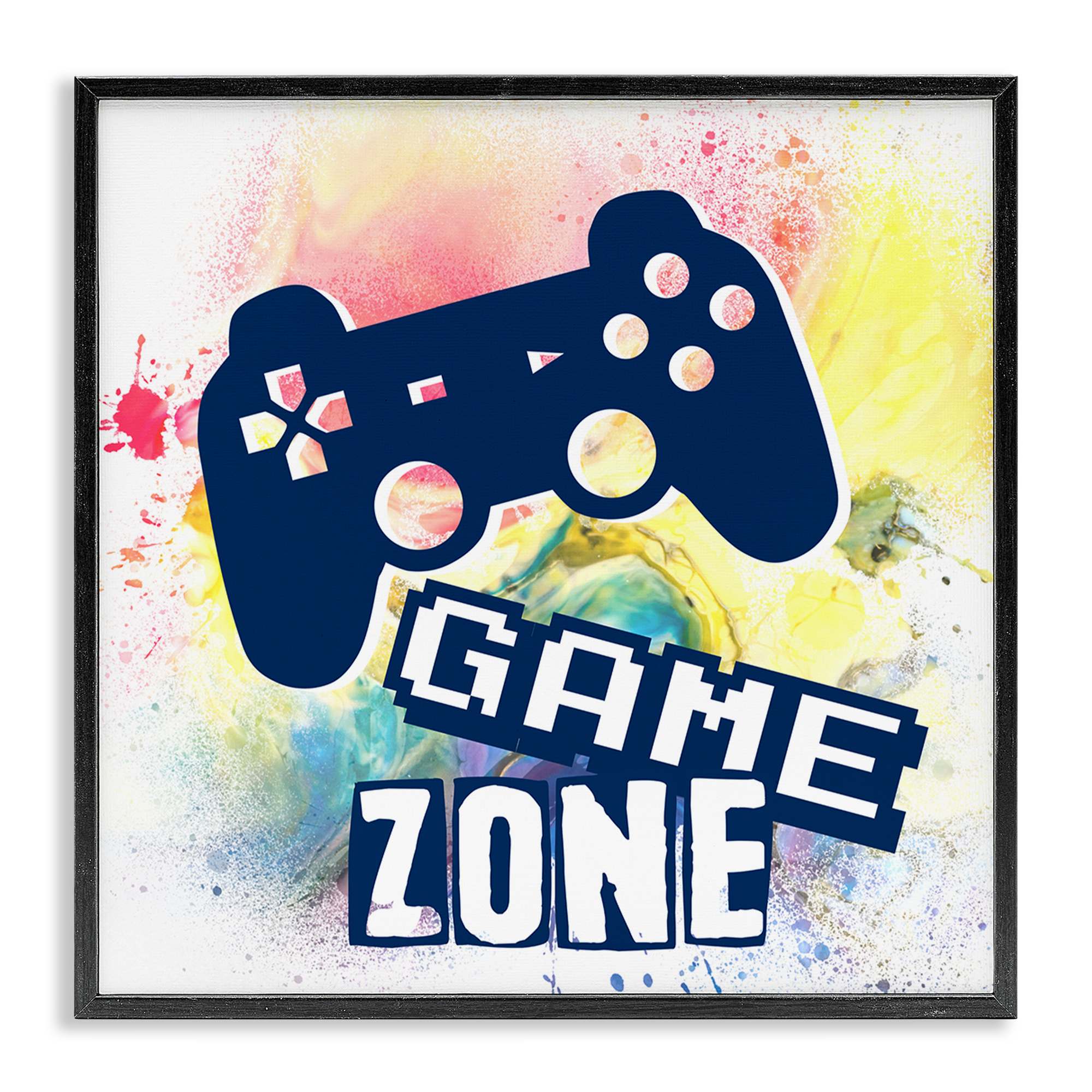 Stupell Industries BS-056-FR-24X24 Game Zone on Modern Splatter Black Framed Giclee Art By Marcus Prime 24 x 24