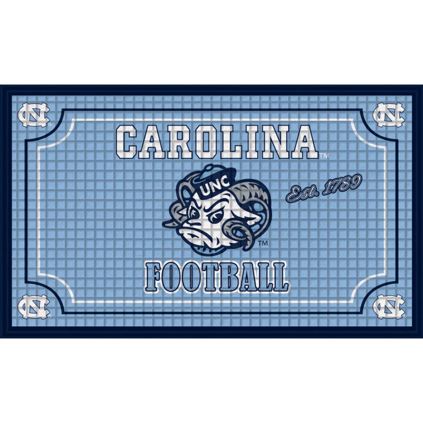 Team Sports America 41EM951 North Carolina Tar Heels 2-ft x 3-ft Blue Polypropylene Rectangular Outdoor Decorative Sports Door Mat