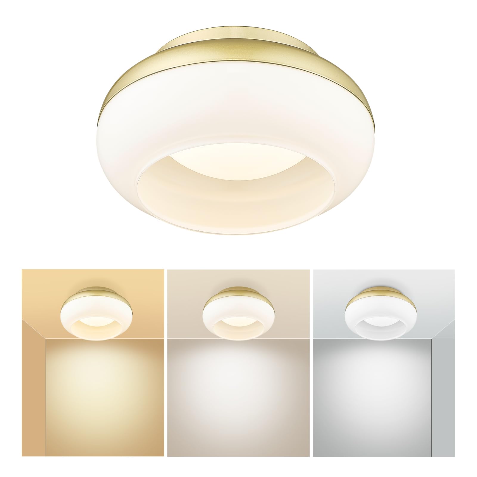 LTMATE LSZSL68F-LED AG JAZAVA 11.5-in Antique Gold Integrated LED Flush Mount Light