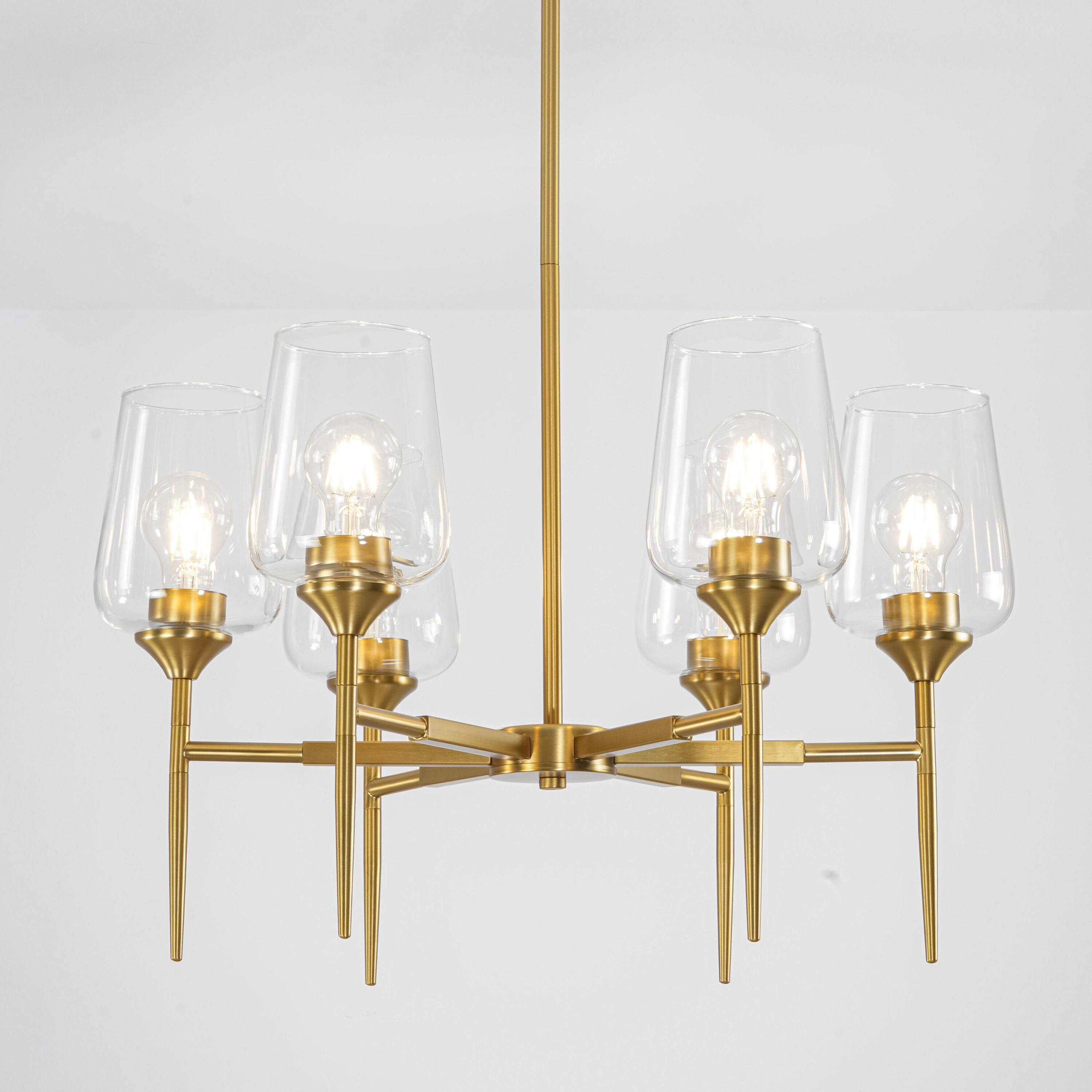 Rennnsan Kenneth 6 -Light Gold Clear glass Metal Chandelier