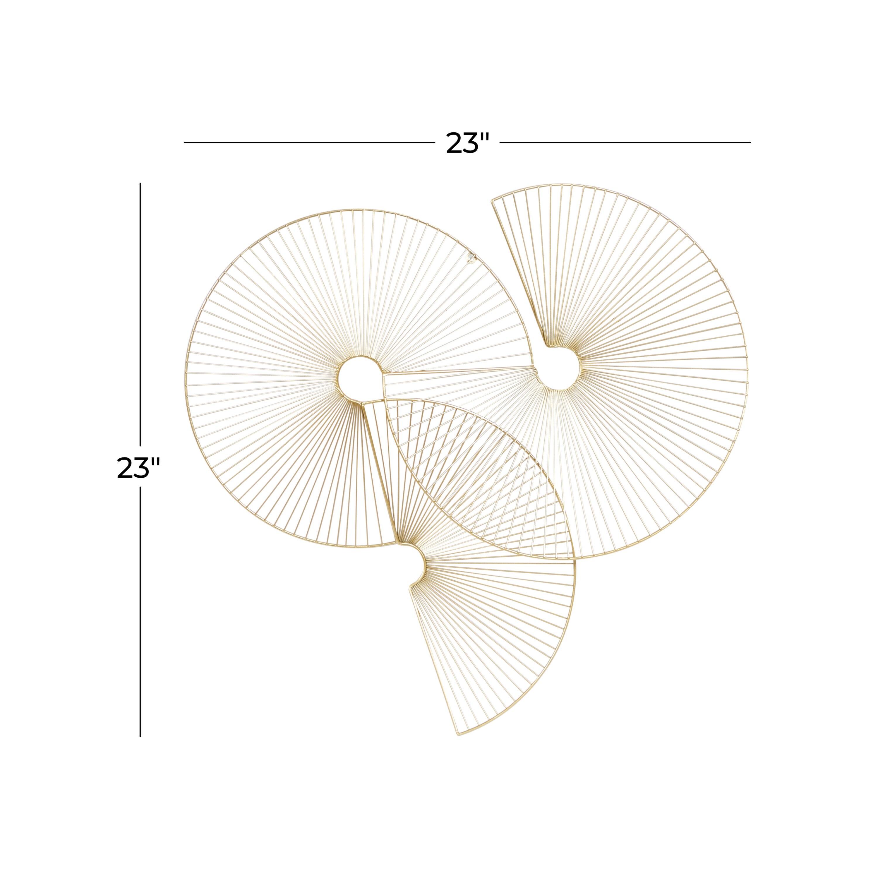 Gold Half Moon Radial Sunburst Metal Wall Sculpture 23"x23"