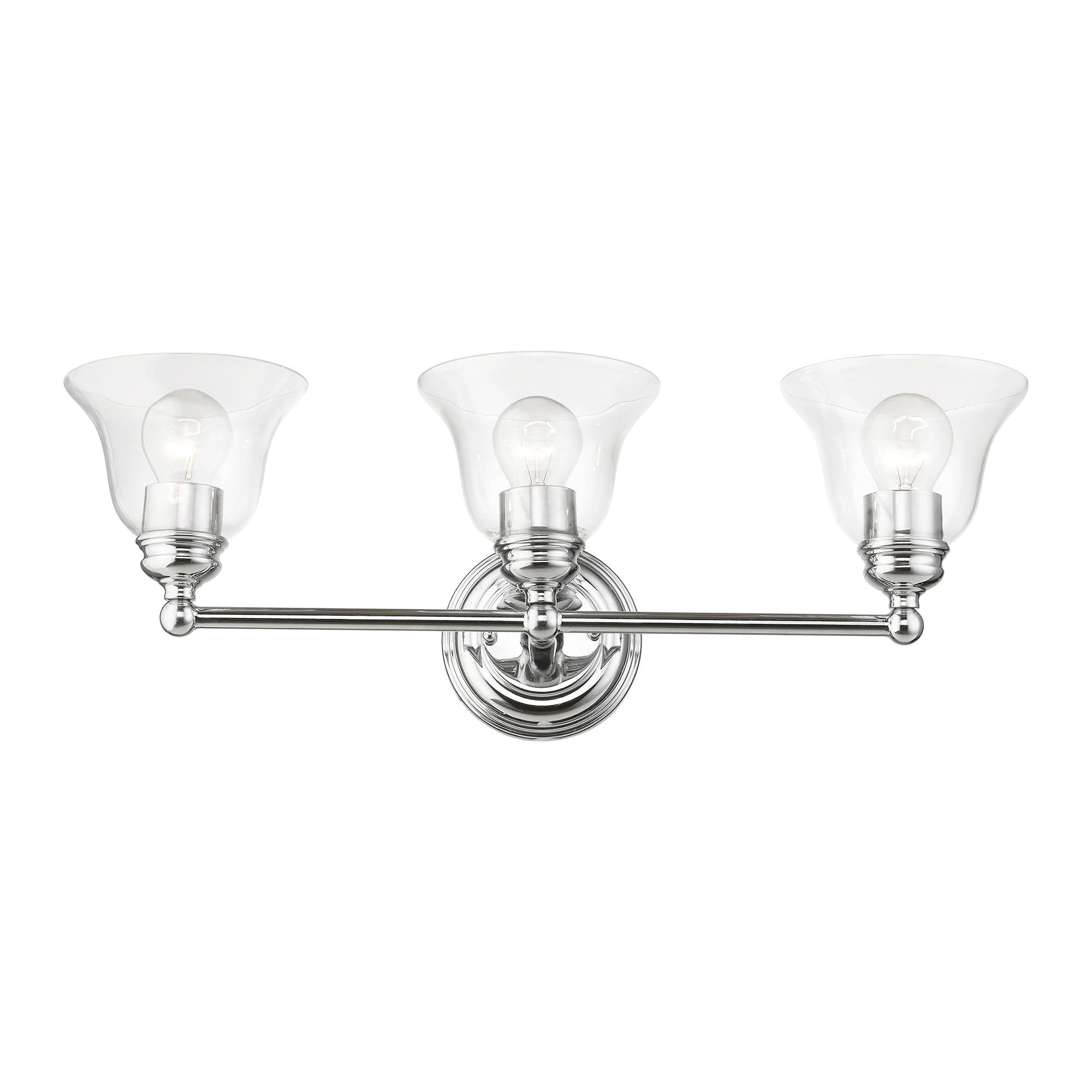 Polished Chrome 3-Light Vanity with Clear Glass Shades