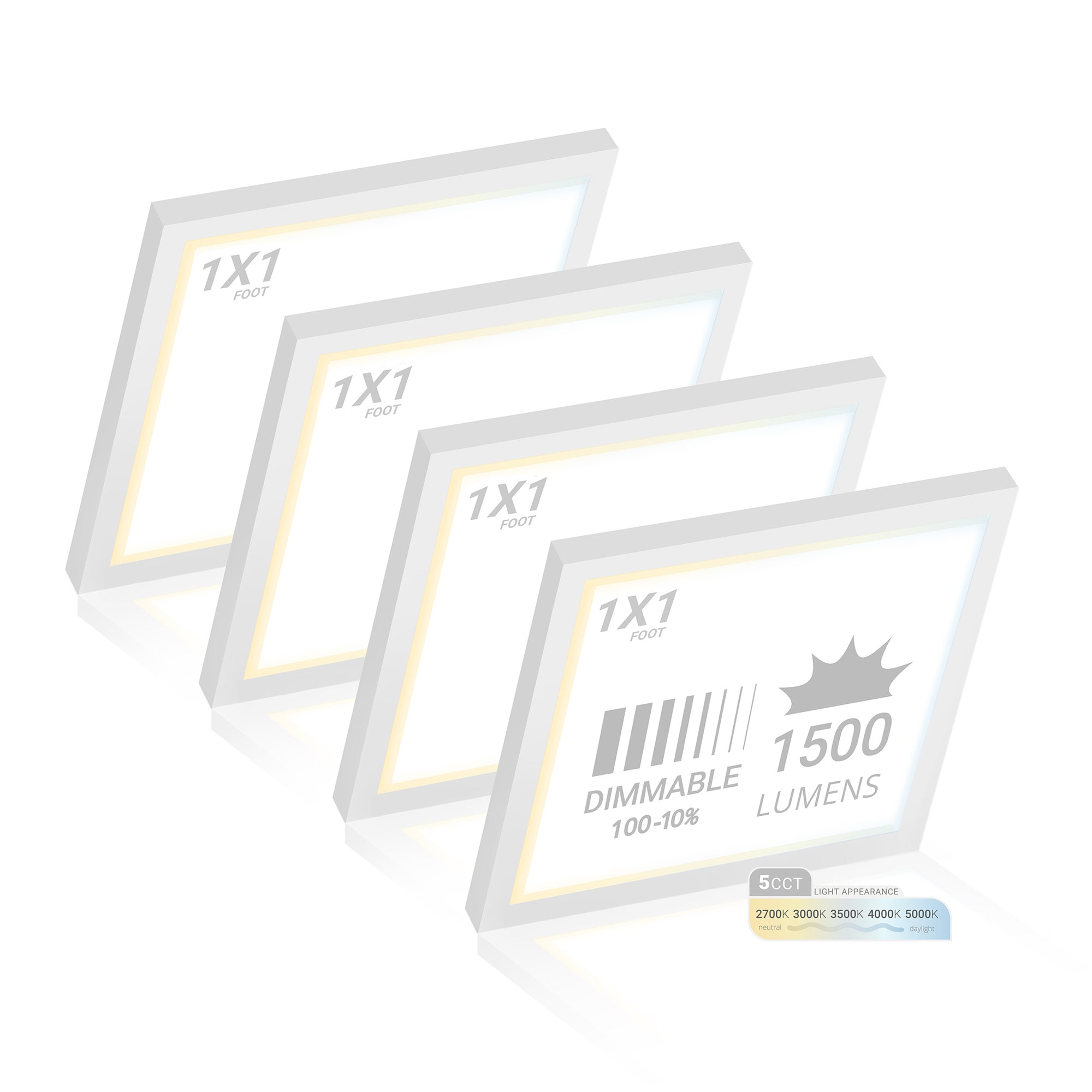 NUWATT SM-1X1-5CCT-4P 4 -Pack 1-ft x 1-ft Adjustable Lumens Switchable white LED Panel Light