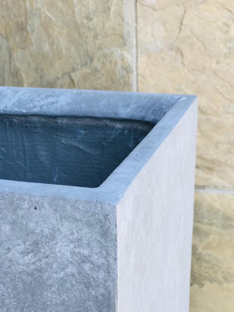 Slate Gray Lightweight Concrete Tall Square Planter Pot