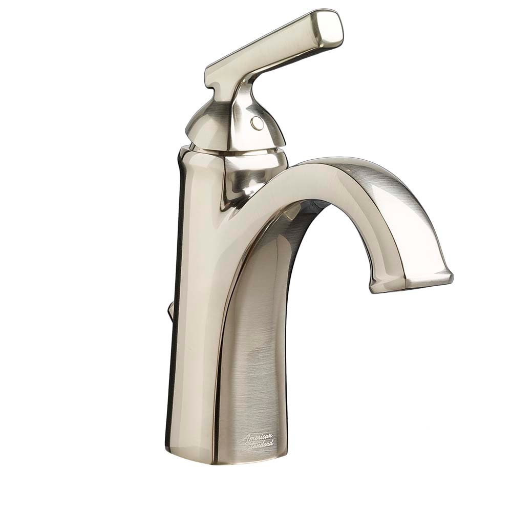American Standard 7018101.295 Edgemere Brushed Nickel Single hole 1-handle WaterSense Mid-arc Commercial/Residential Handle Bathroom Sink Faucet with Drain