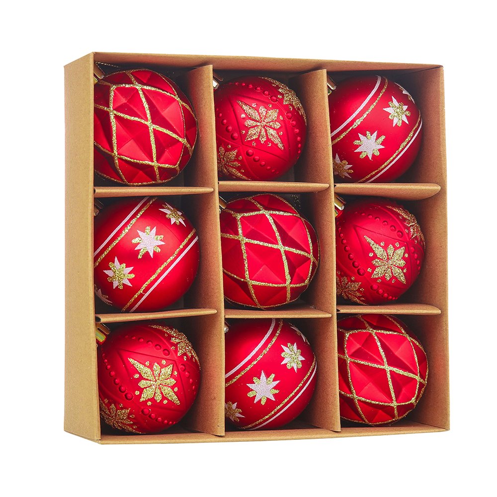 OrnamentallyYou B137 Red and Gold Unique Shatterproof Ornament Bauble Set
