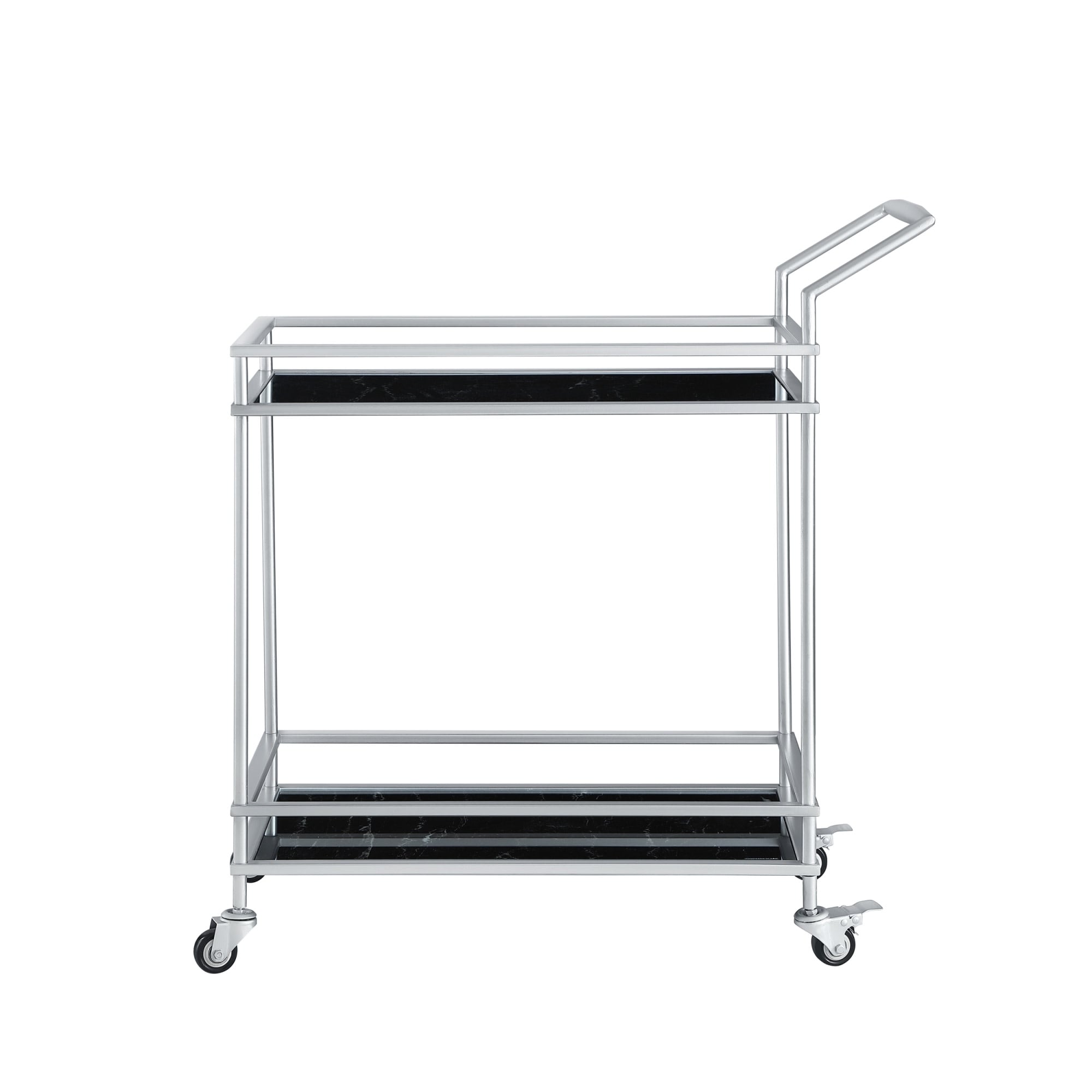 Nicole Miller NBC125-09BK-LS Kenji 16.5-in x 34.5-in Silver Rectangle Bar cart