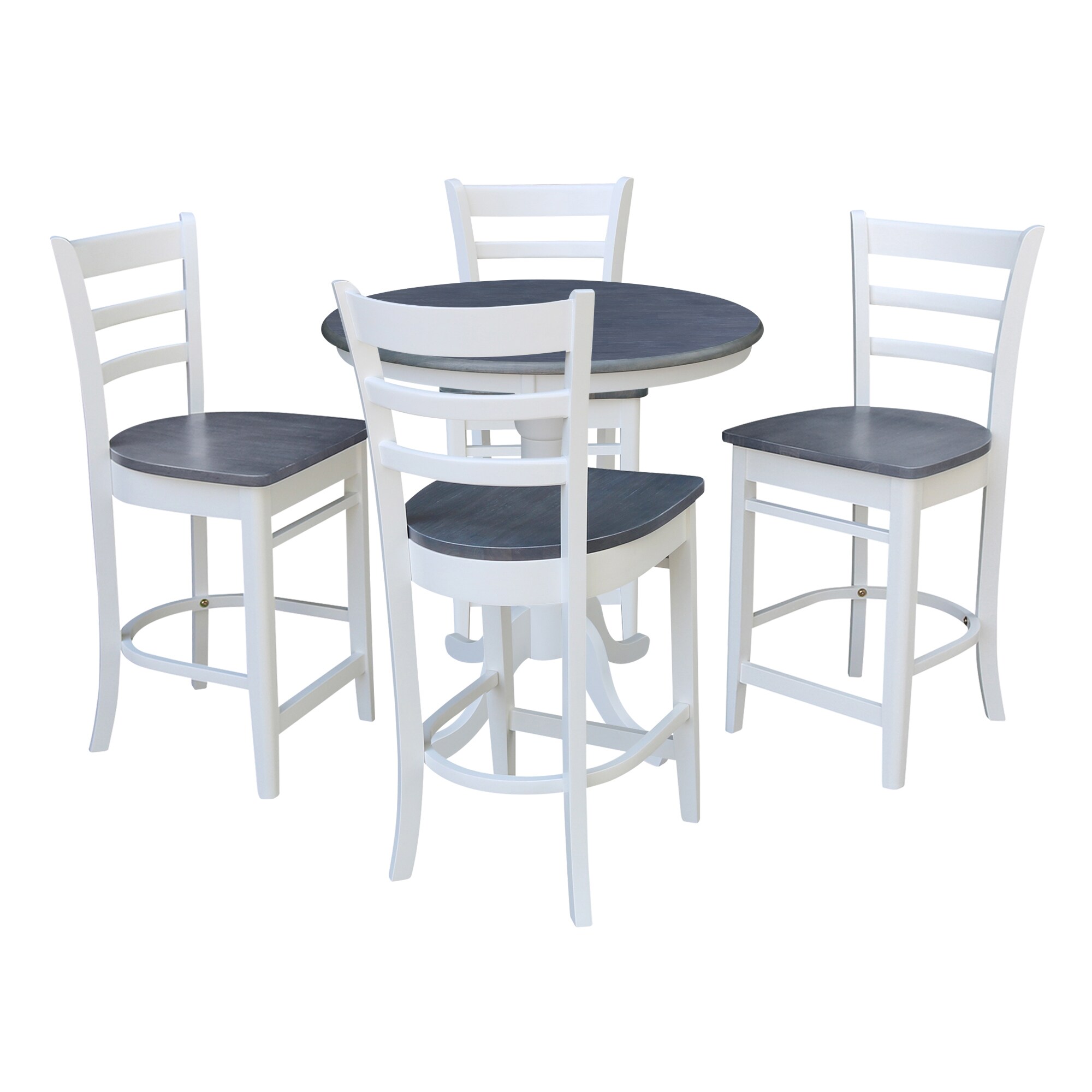 International Concepts K05-36RT-6B-S6172-4 White/Heather Gray Traditional Dining Room Set with Round Table ( Seats 4 )