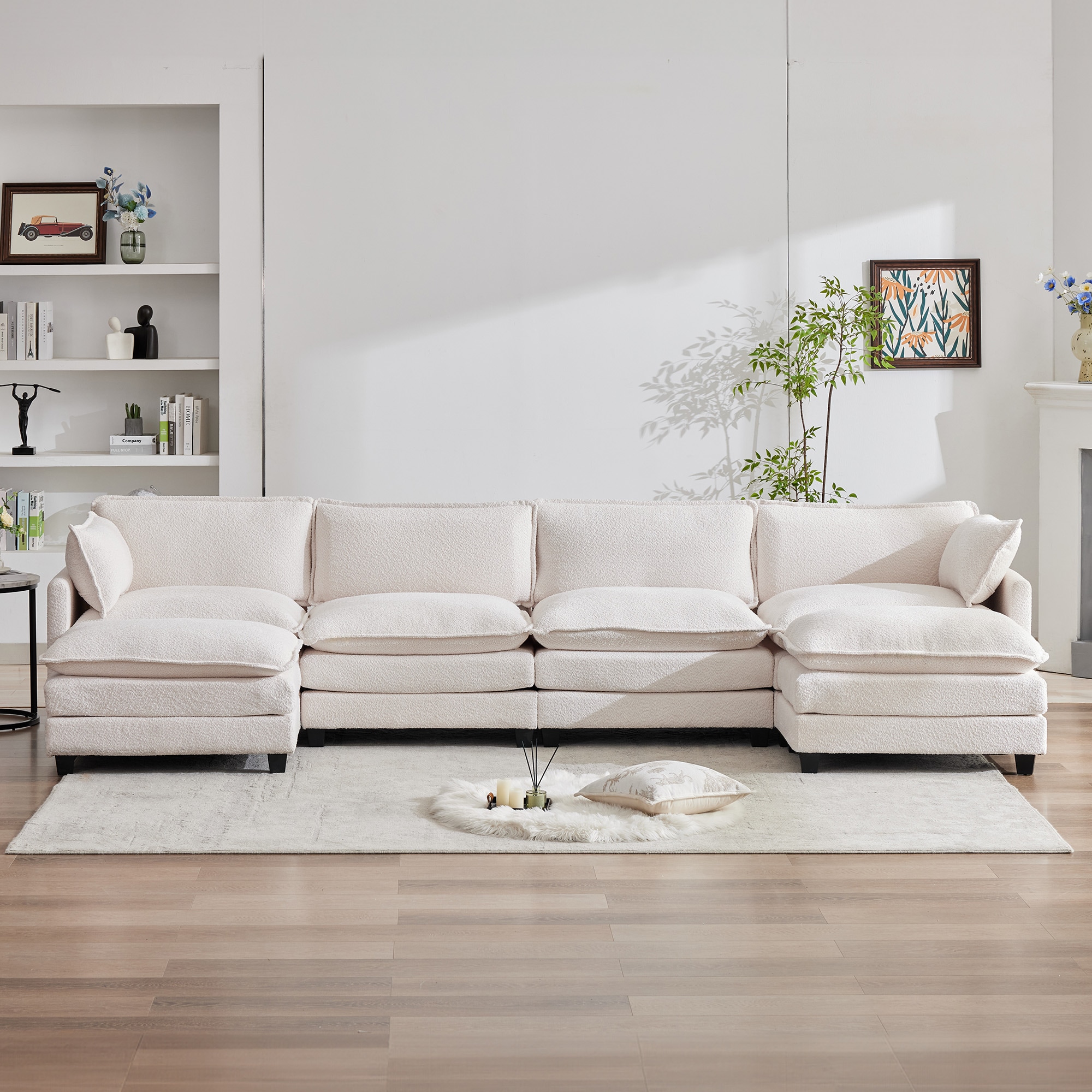 JEAREY DXRZJ-4S-BE 148-in Casual Off-white Chenille 6+ -seater Sectional