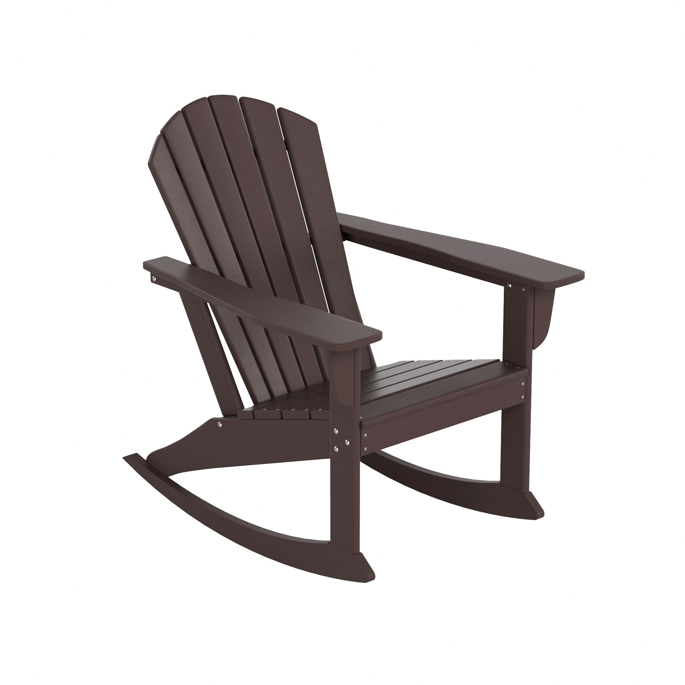 Westin Furniture OP5003-DKBR Altura Brown HDPE Frame Rocking Chair with Slat Seat