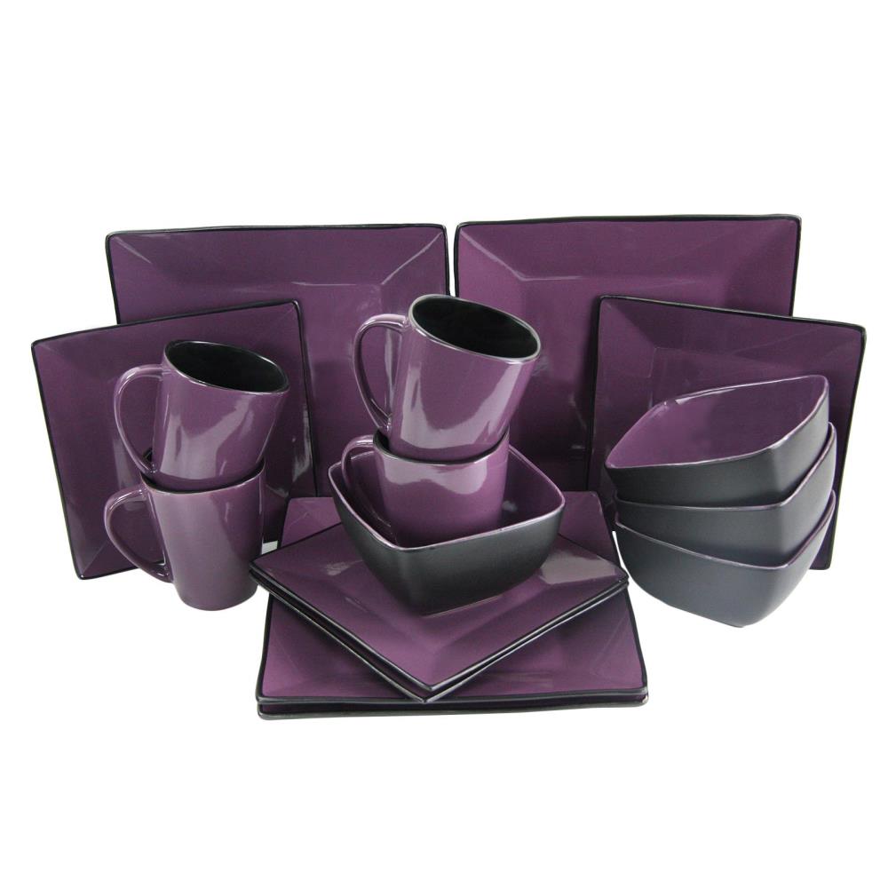 Elama Mulberry Set of 6 (14 oz) Purple Stoneware Mugs