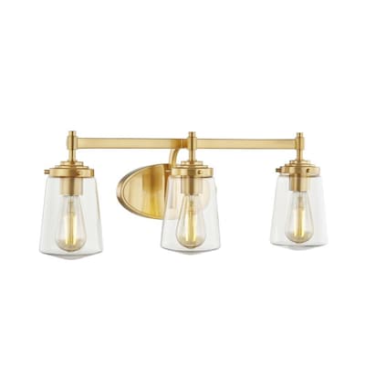Allen Roth Wyatt 3 Light Brass, Aged Brass Bathroom Vanity Lighting