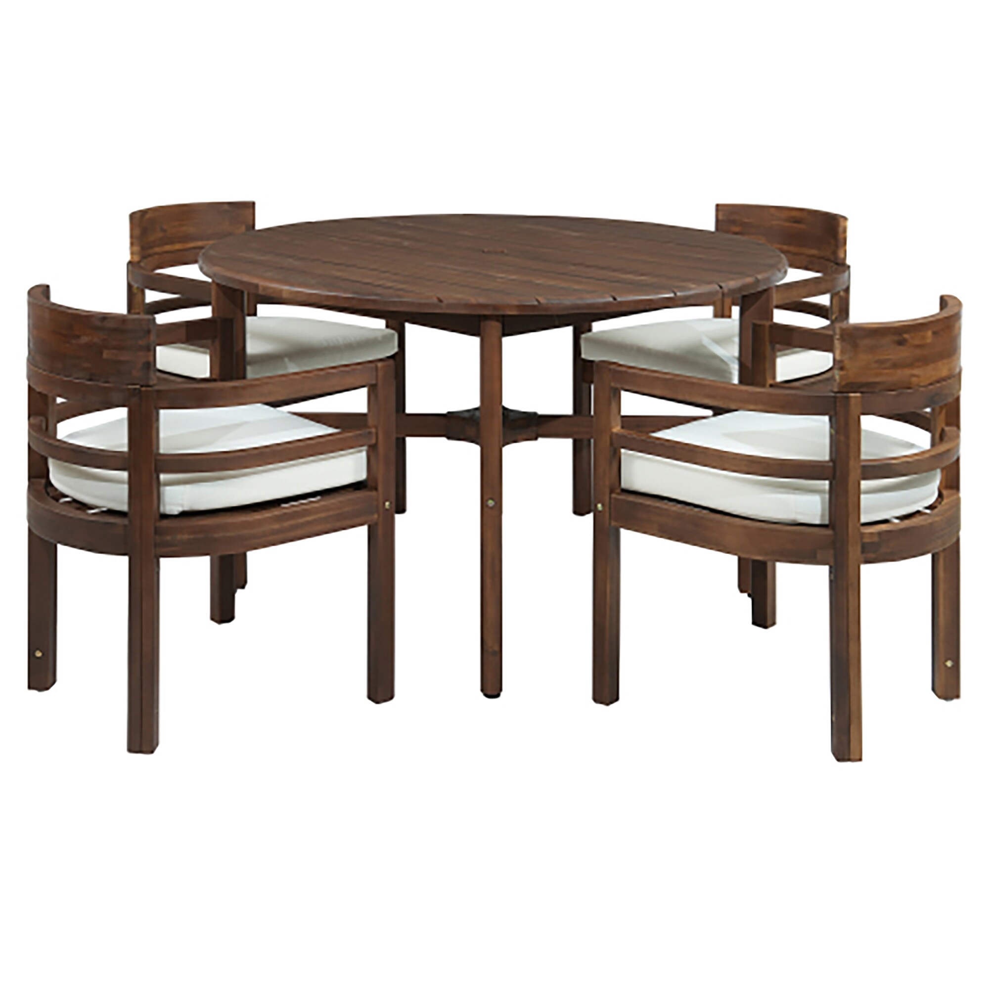 Fun Orange 5-Piece Outdoor Acacia Wood Dining Set